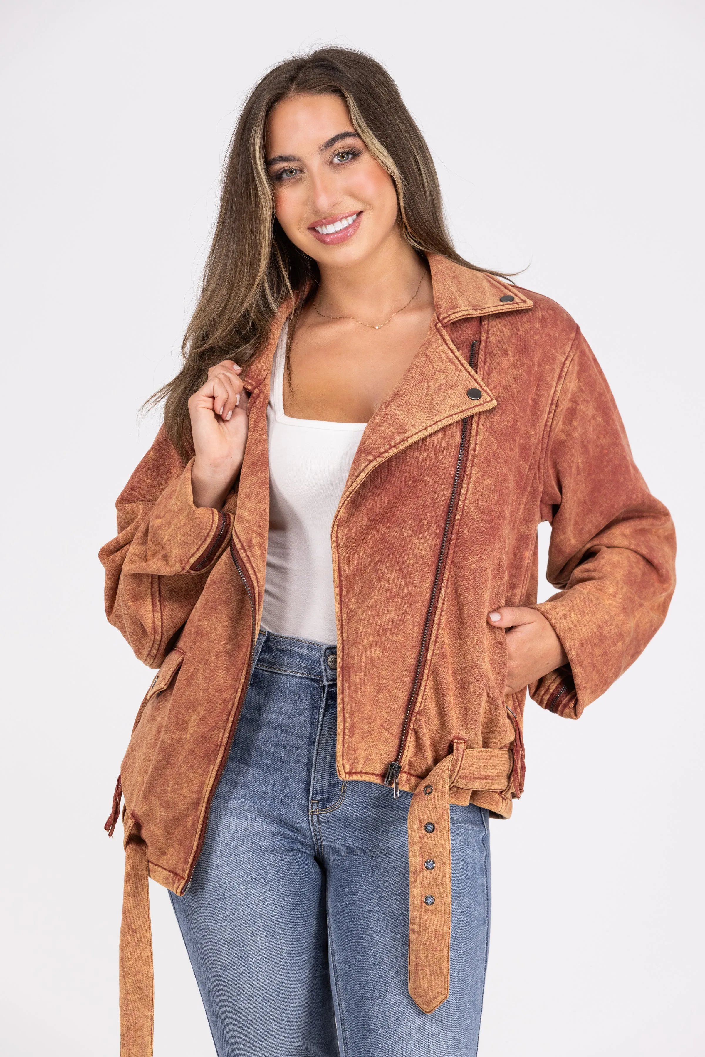 Push Through Women's Asymmetrical Zip Moto Jacket