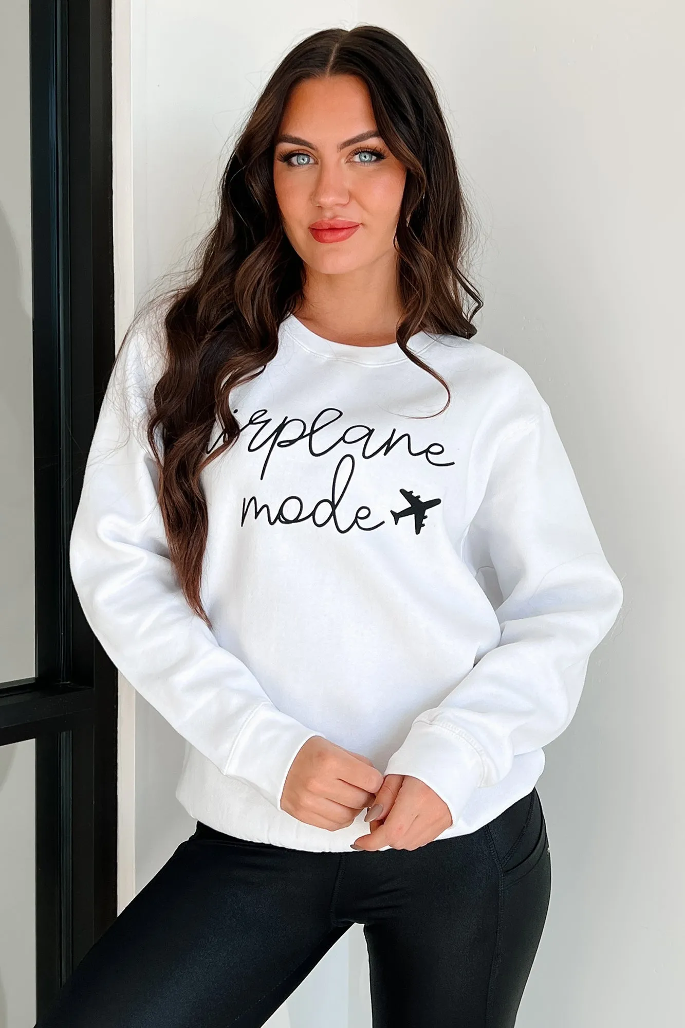 "Airplane Mode" Graphic Sweatshirt (White)