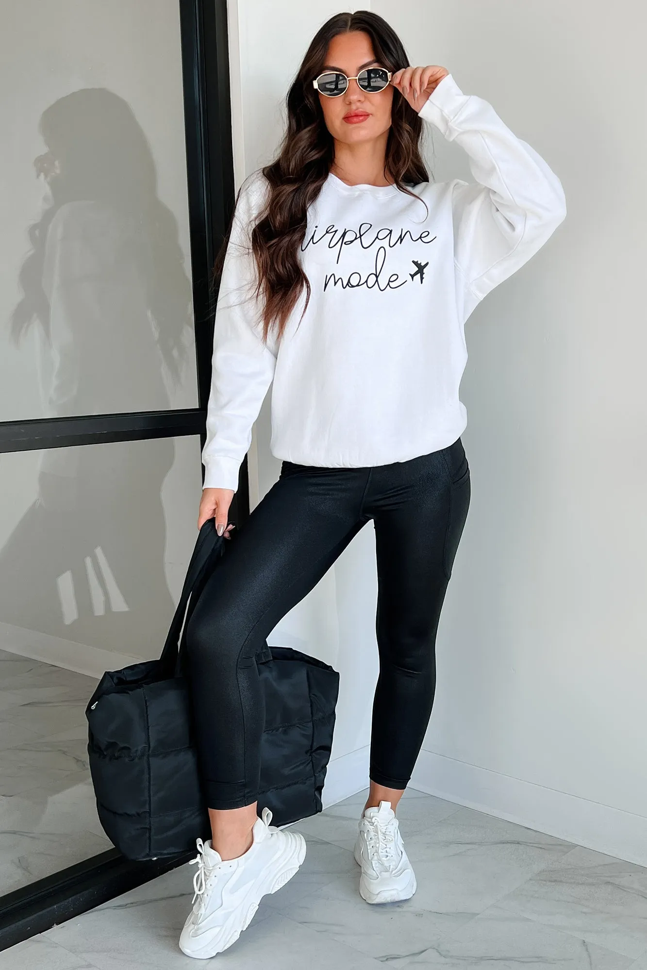 "Airplane Mode" Graphic Sweatshirt (White)