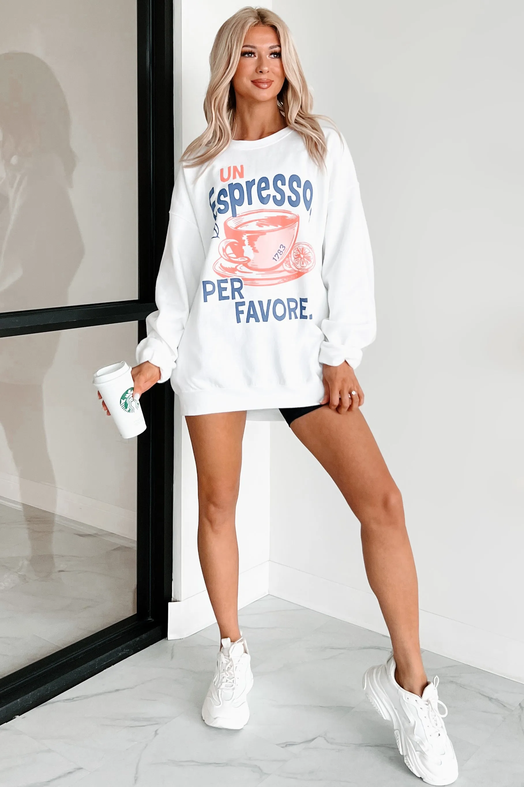 "Un Espresso" Graphic Sweatshirt (White)