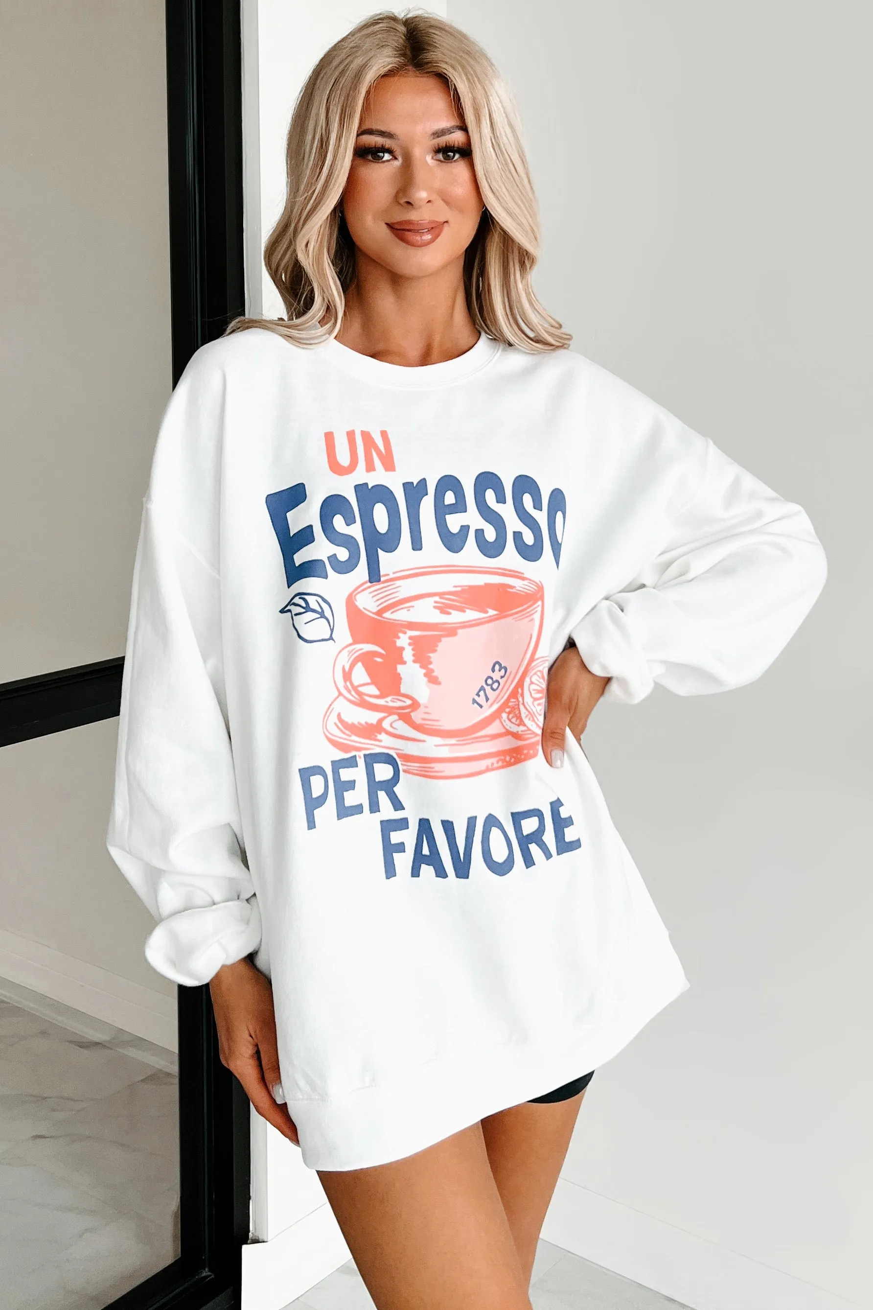 "Un Espresso" Graphic Sweatshirt (White)