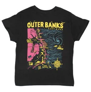 REAL Outer Banks Map Wmn's Boyfriend Tee-Vintage Black