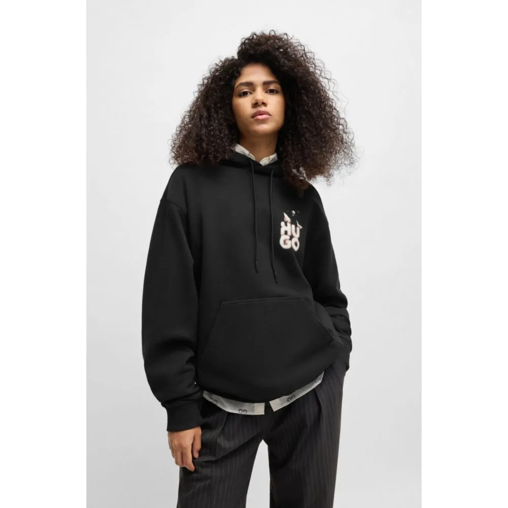 Relaxed-fit hoodie in French terry with seasonal artwork