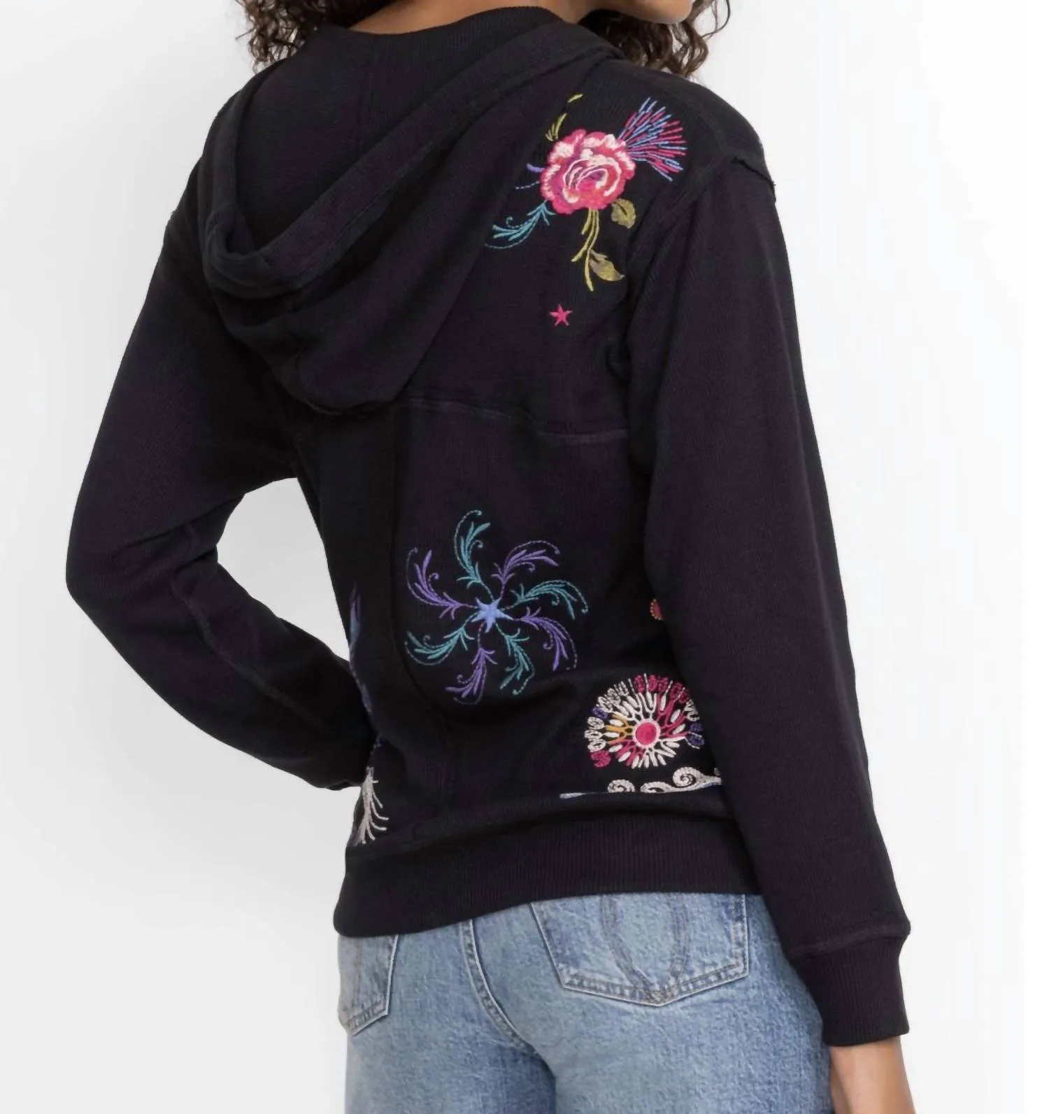 Relaxed Thermal Hoodie In Black