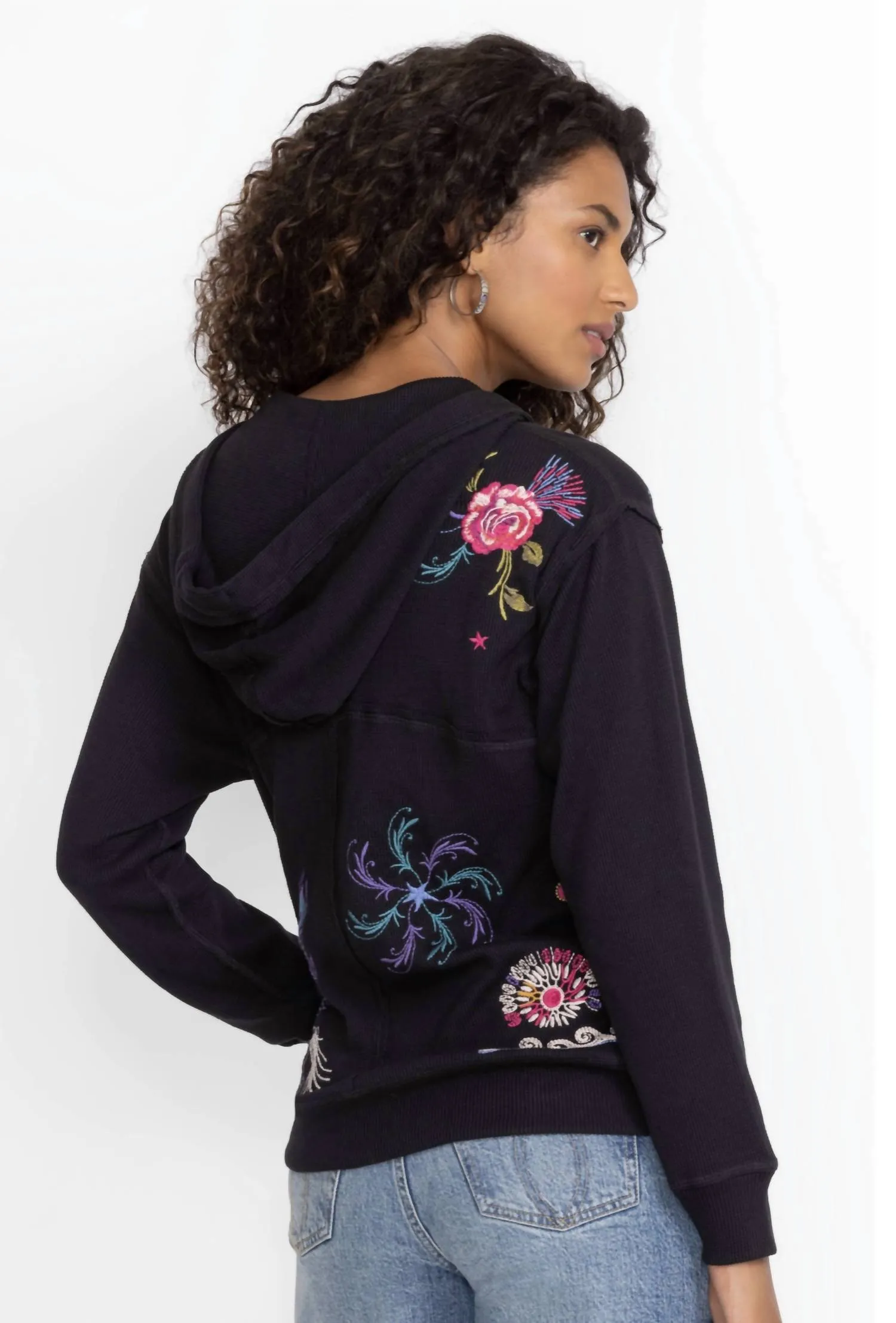 Relaxed Thermal Hoodie In Black