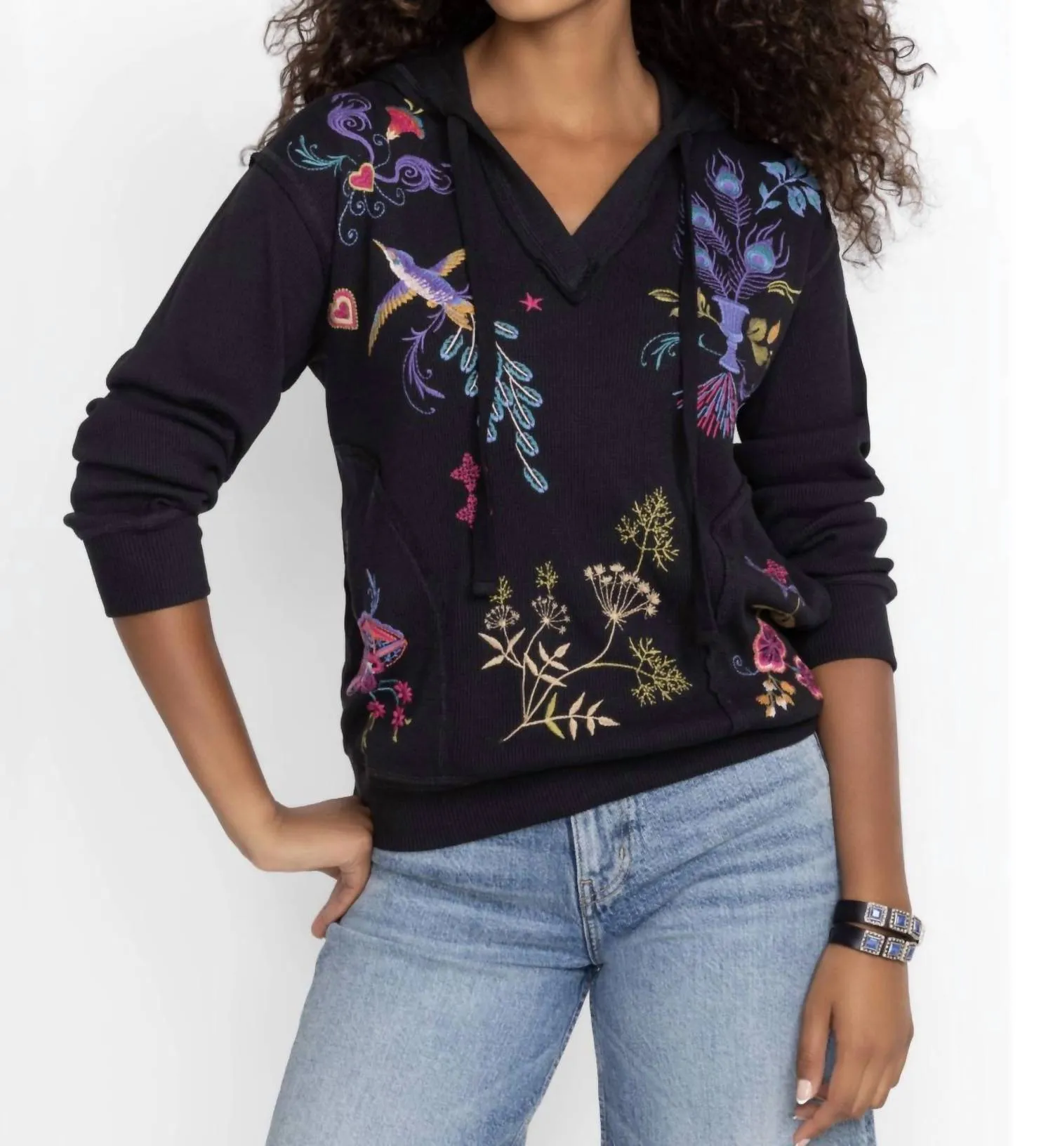 Relaxed Thermal Hoodie In Black