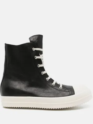 RICK OWENS - Men Waxed Leather Sneakers Shoes_rick-owens