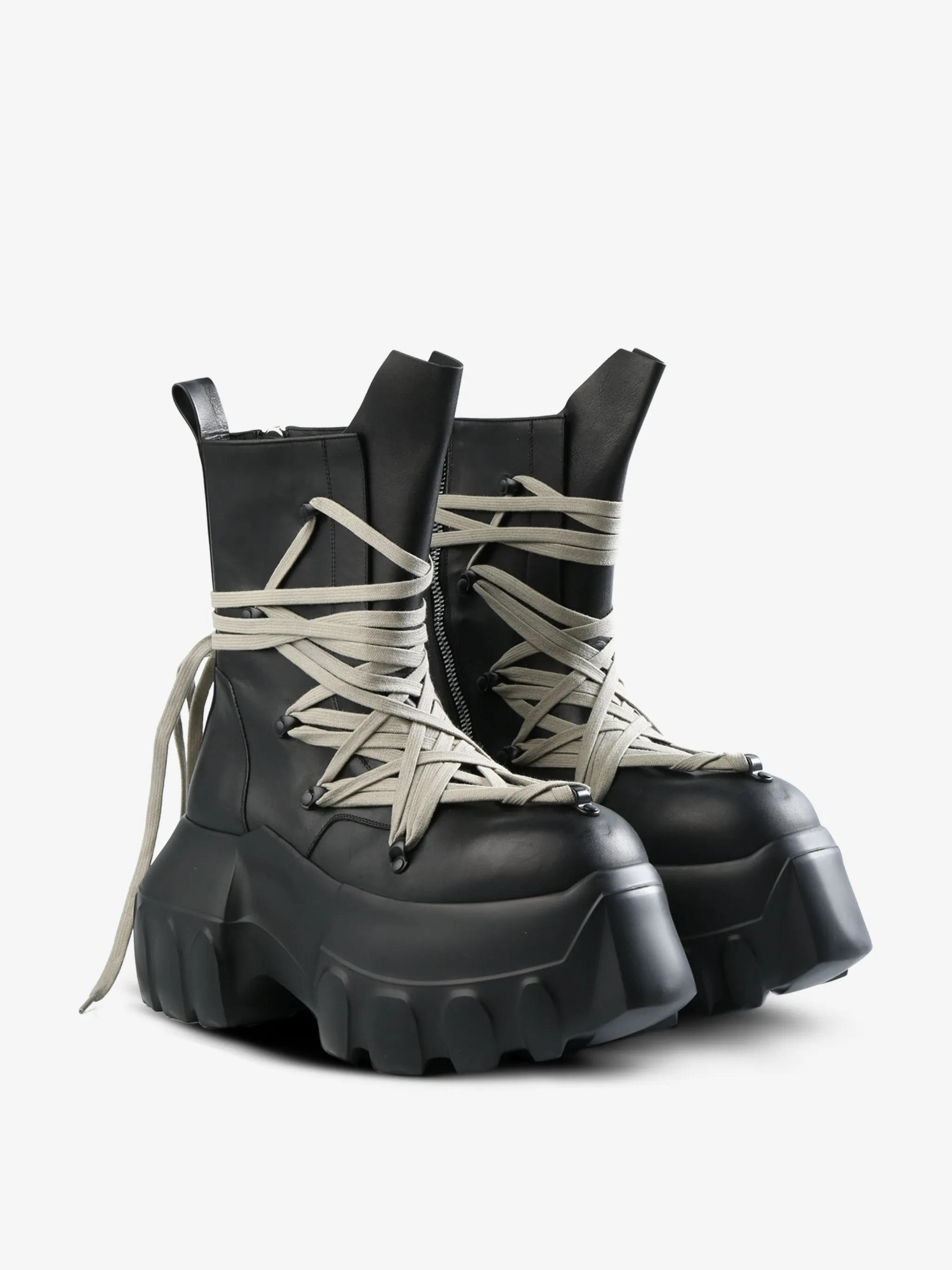 RICK OWENS - Women Stivali In Pelle Megalaced Mega Tractor Boots Shoes_rick-owens