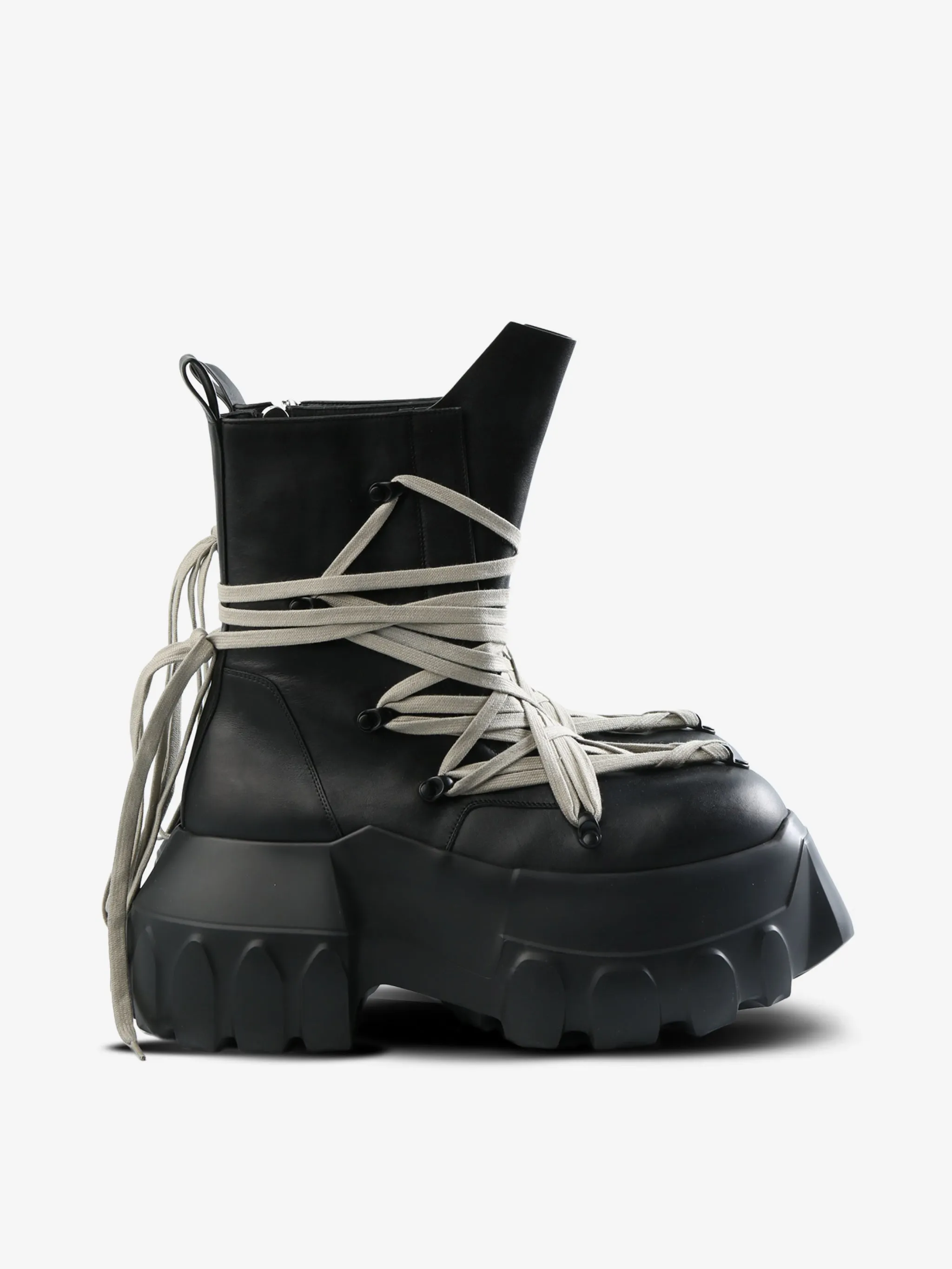 RICK OWENS - Women Stivali In Pelle Megalaced Mega Tractor Boots Shoes_rick-owens