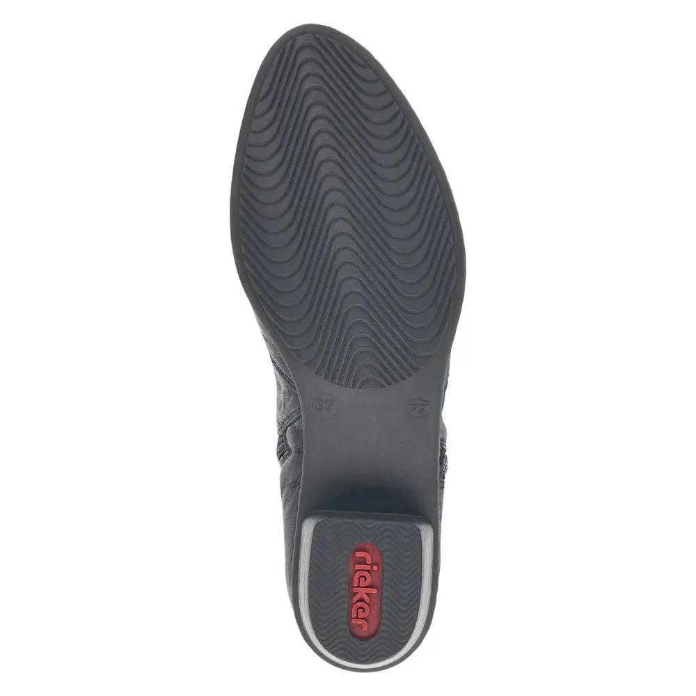 Rieker Shoes Y07A8-01 Ankle Side Zip Cuff Black