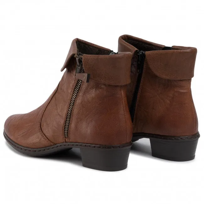 Rieker Shoes Y07A8-22 Ankle Side Zip Cuff Chestnut