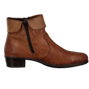Rieker Shoes Y07A8-22 Ankle Side Zip Cuff Chestnut