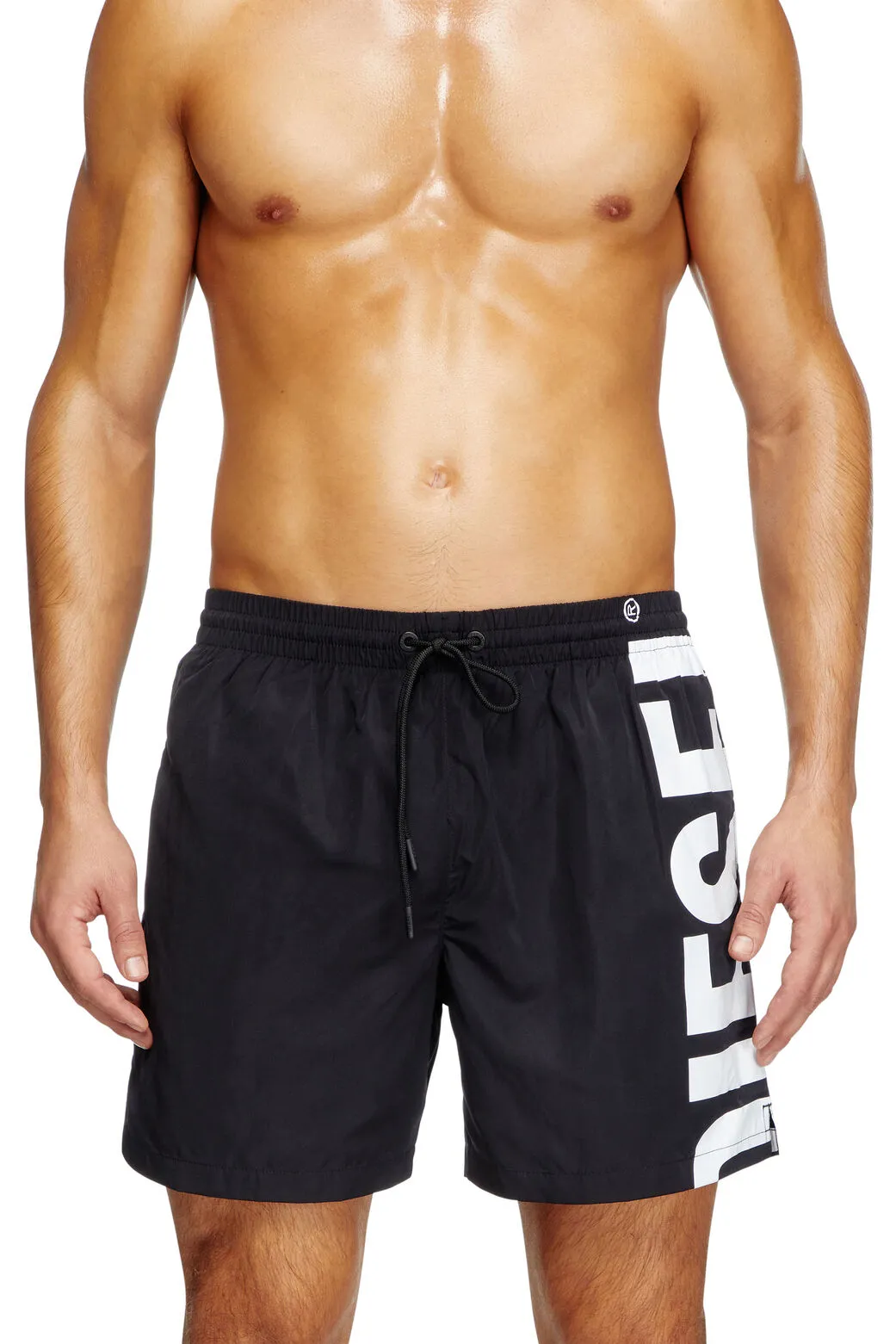Rio-41-D-Core Mid-length swim shorts with maxi logo Black/White
