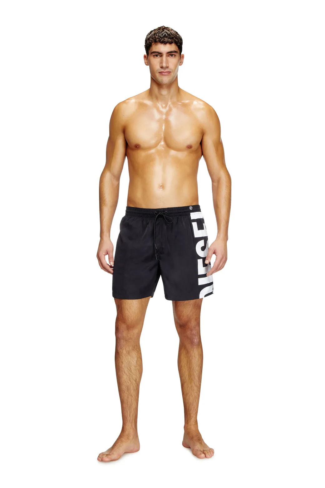 Rio-41-D-Core Mid-length swim shorts with maxi logo Black/White