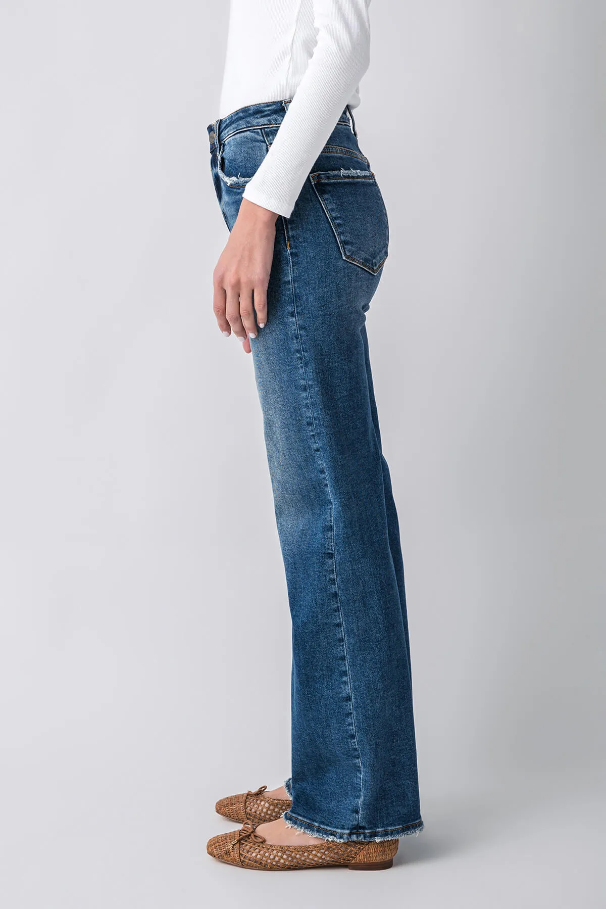 Risen Mila High Rise Full Length Straight Leg Jeans
