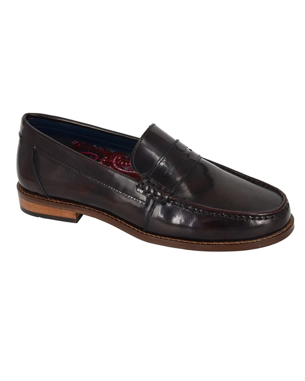 Roamers Mens Hi-Shine Saddle Loafers Roamers Shoes