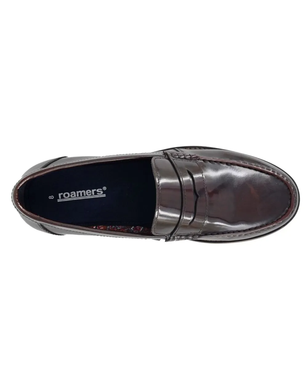 Roamers Mens Hi-Shine Saddle Loafers Roamers Shoes