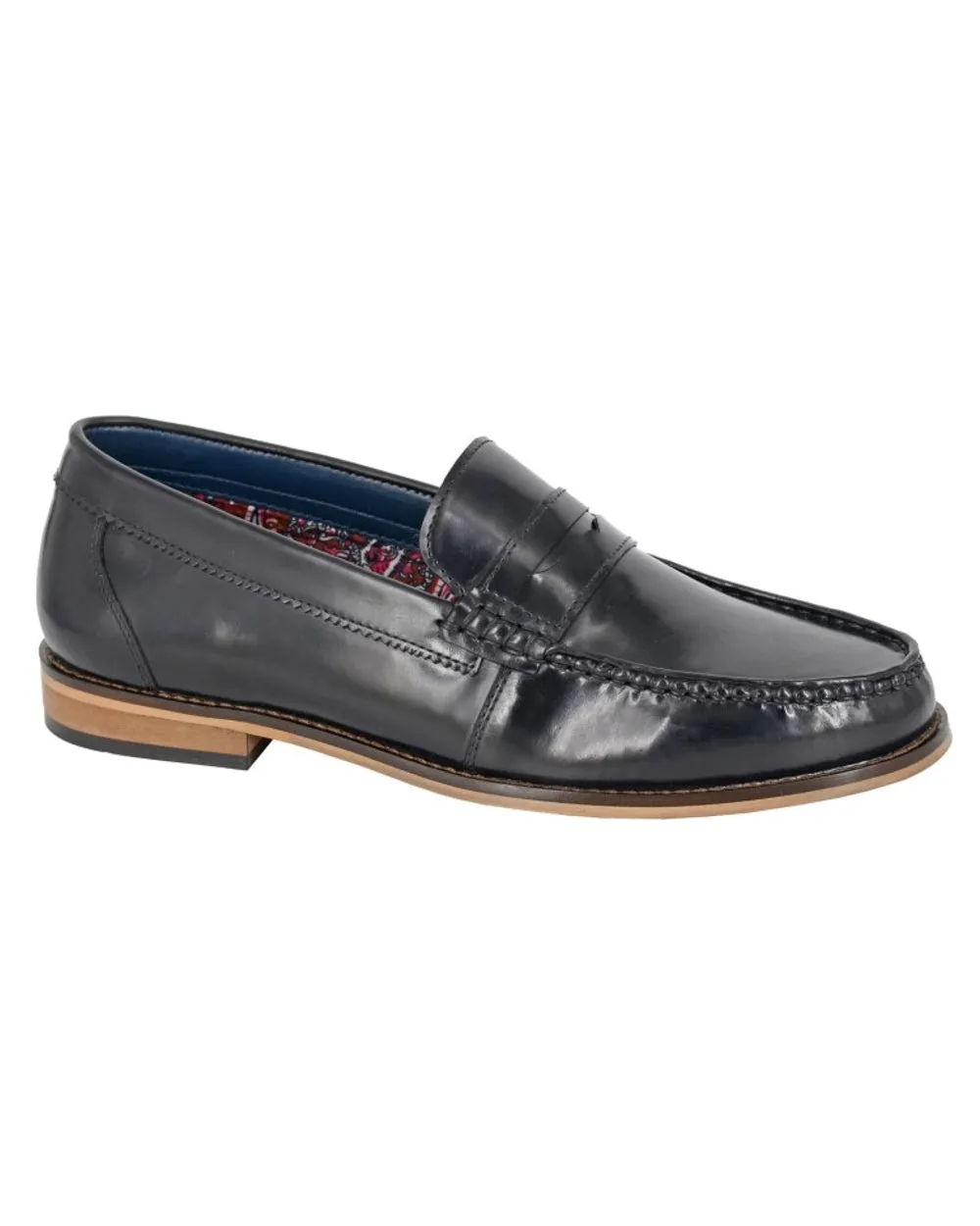 Roamers Mens Hi-Shine Saddle Loafers Roamers Shoes