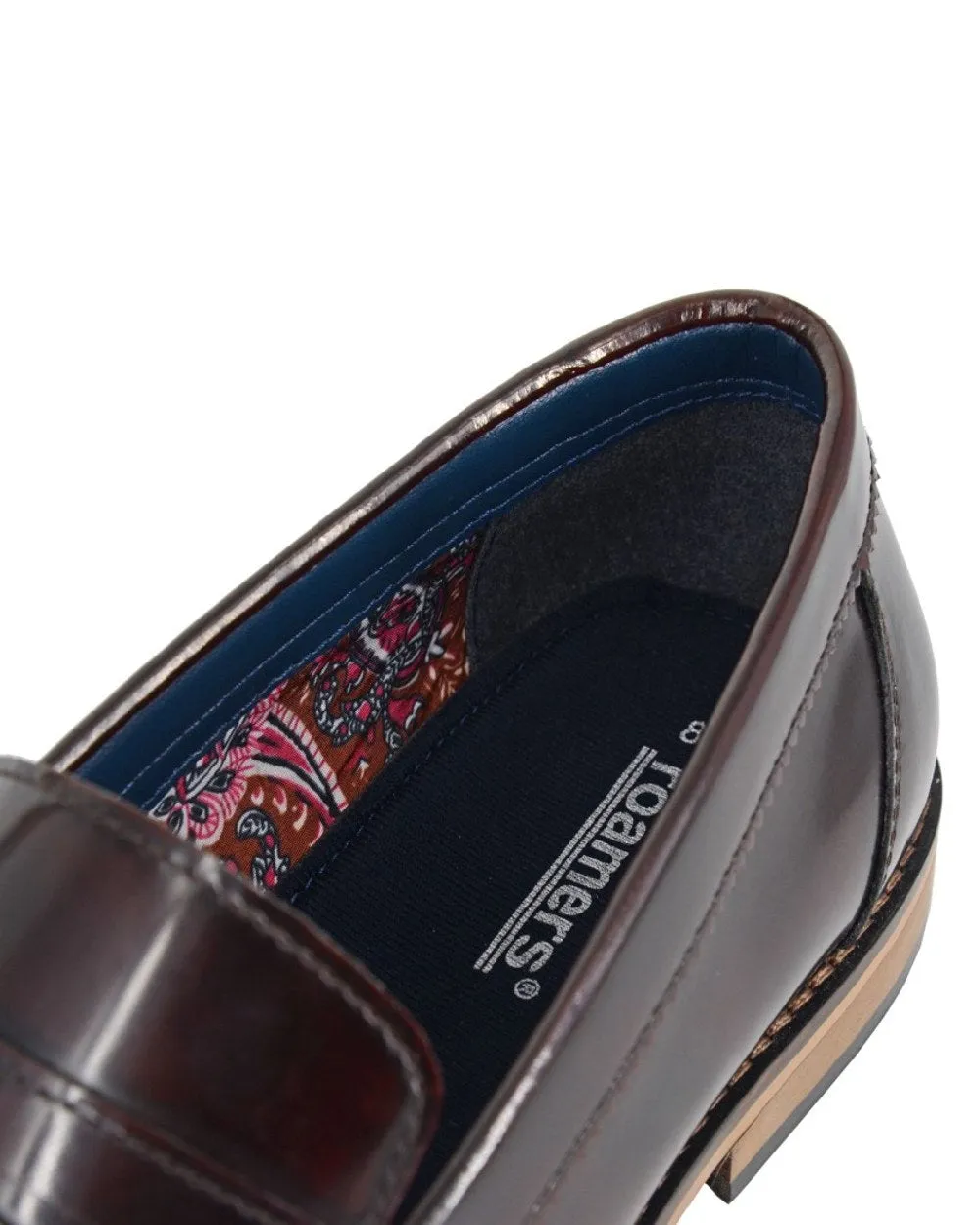 Roamers Mens Hi-Shine Saddle Loafers Roamers Shoes