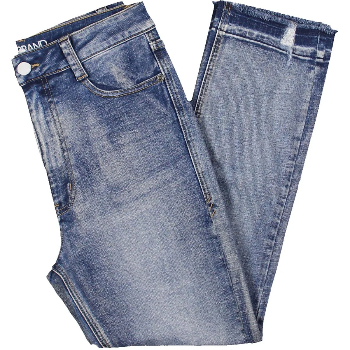 Rubberband Jeans Womens Cyrus High Rise Distressed Straight Leg Jeans