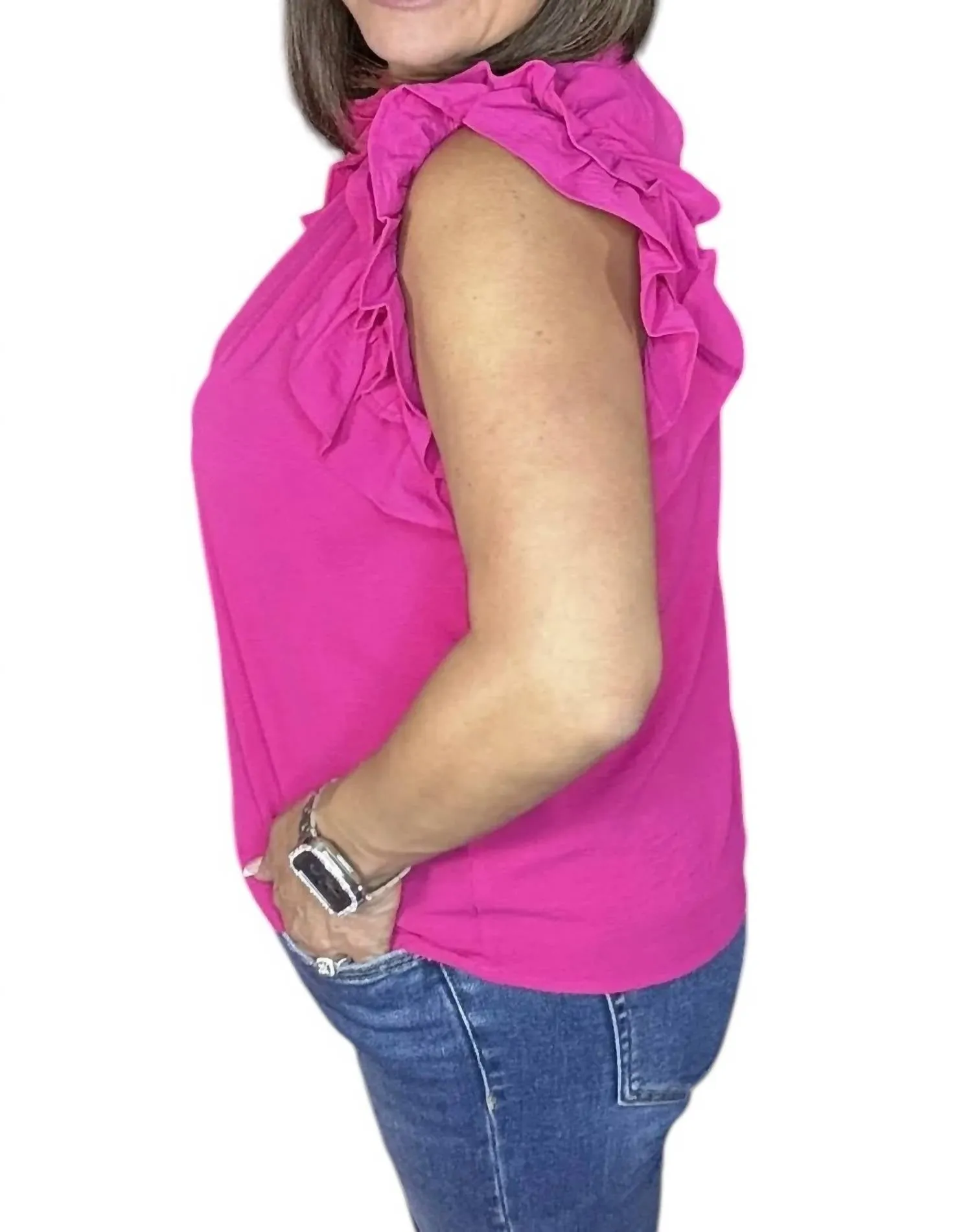 Ruffle Top In Fuchsia