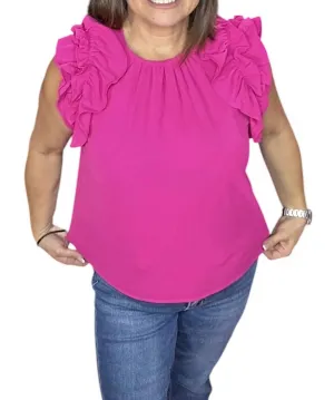 Ruffle Top In Fuchsia