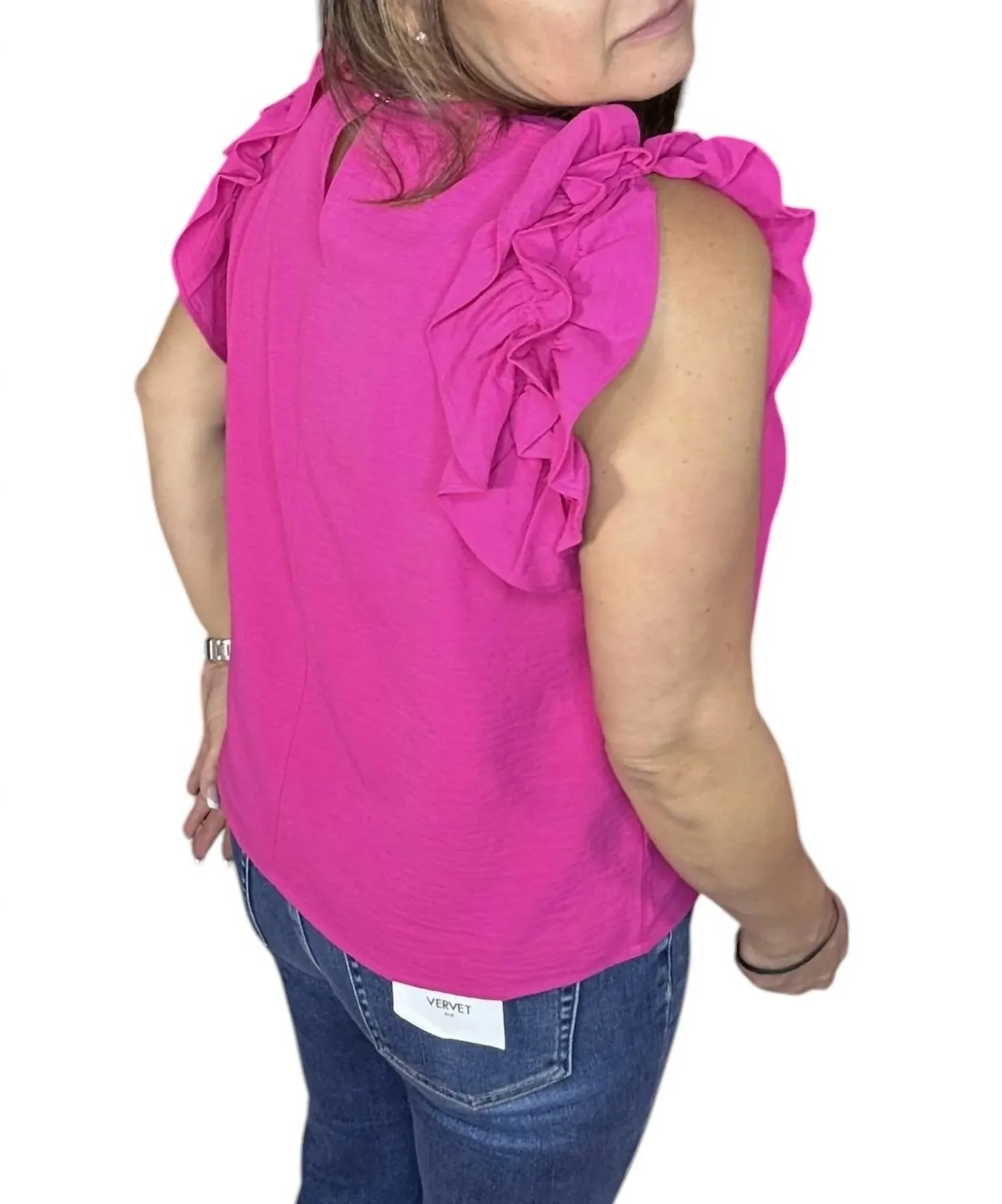 Ruffle Top In Fuchsia