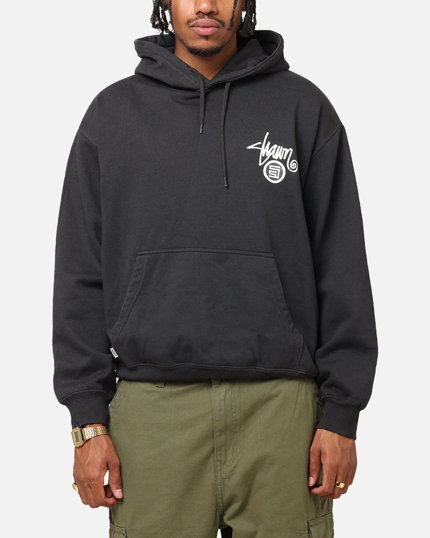 S Double Shawn Dot Hoodie Washed Black