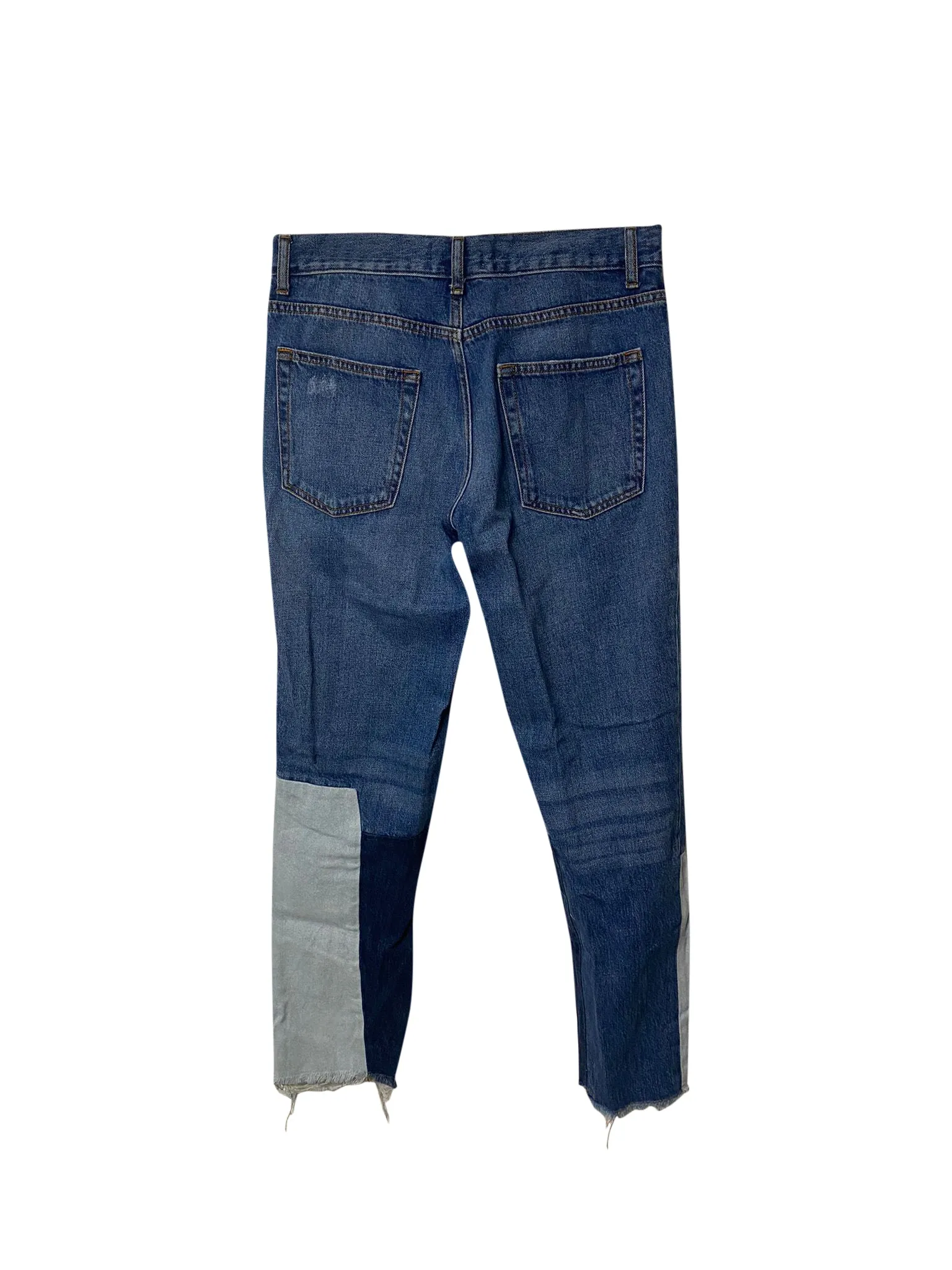 Sandro Distressed Patchwork Jeans in Blue Cotton