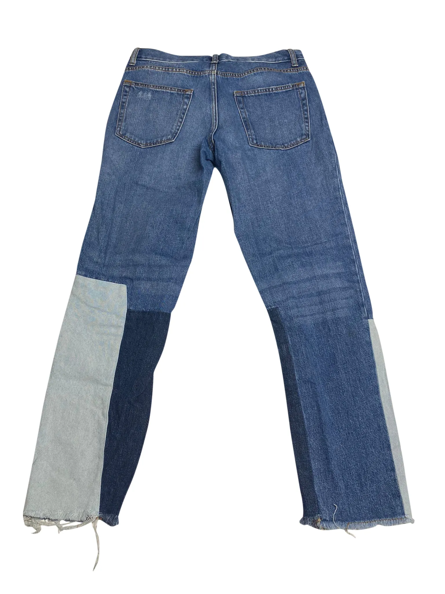 Sandro Distressed Patchwork Jeans in Blue Cotton
