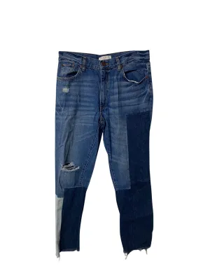 Sandro Distressed Patchwork Jeans in Blue Cotton