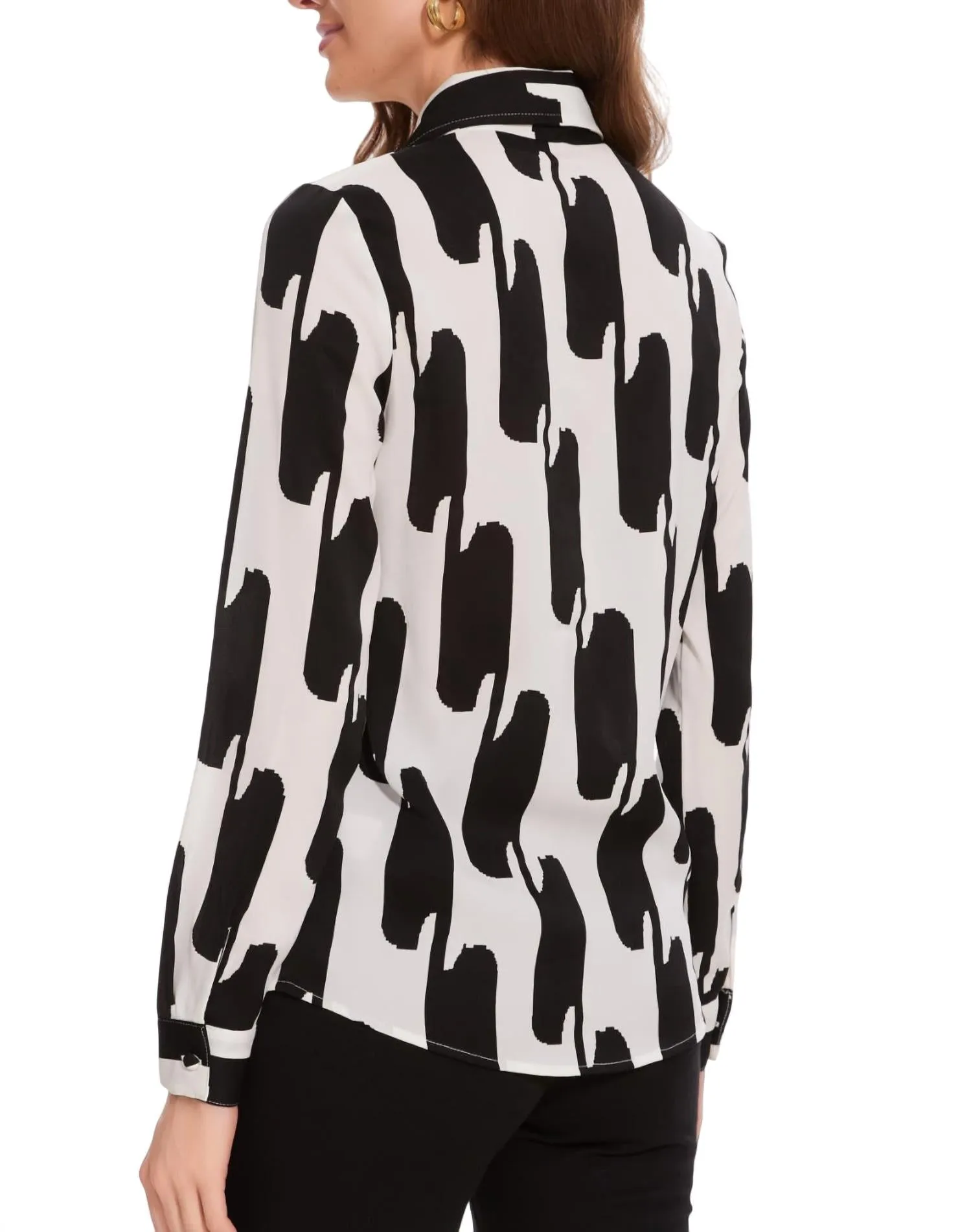 Sarah Long Sleeve Blouse In Black/white