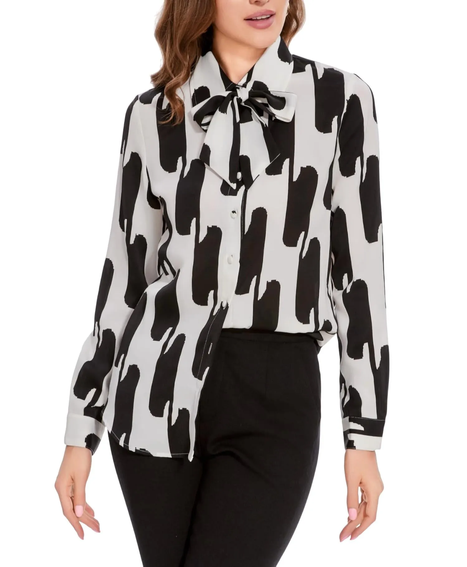 Sarah Long Sleeve Blouse In Black/white