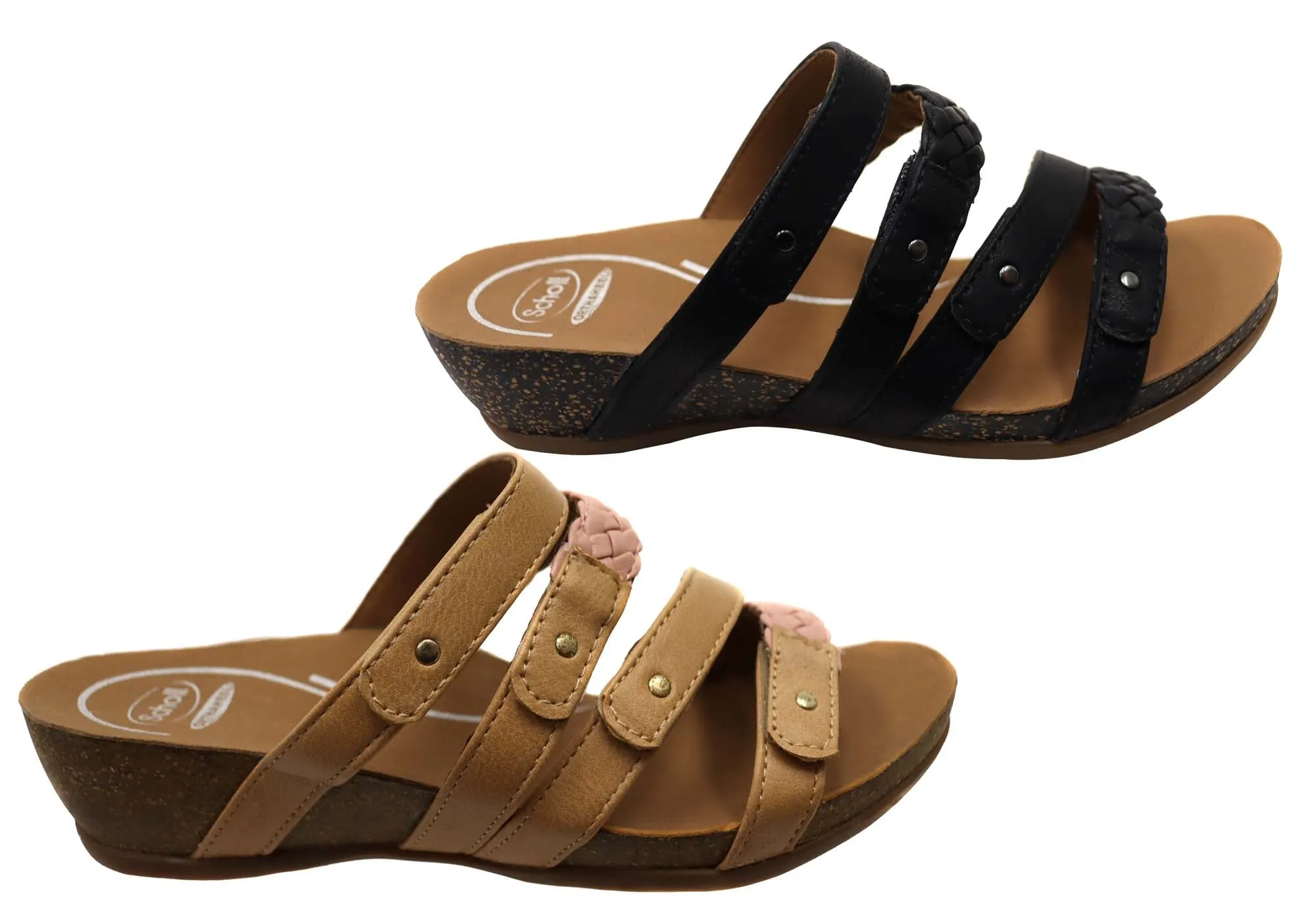 Scholl Orthaheel Jane Womens Comfortable Wedge Slides Sandals Scholl Orthaheel Shoes