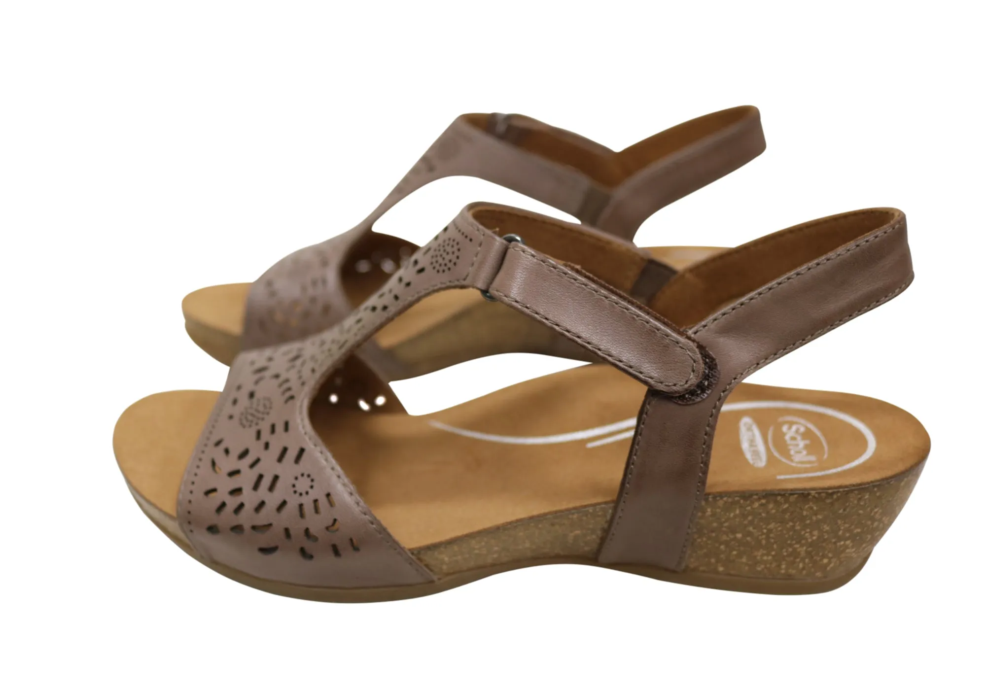 Scholl Orthaheel Julie Womens Comfort Supportive Wedge Leather Sandals Scholl Orthaheel Shoes