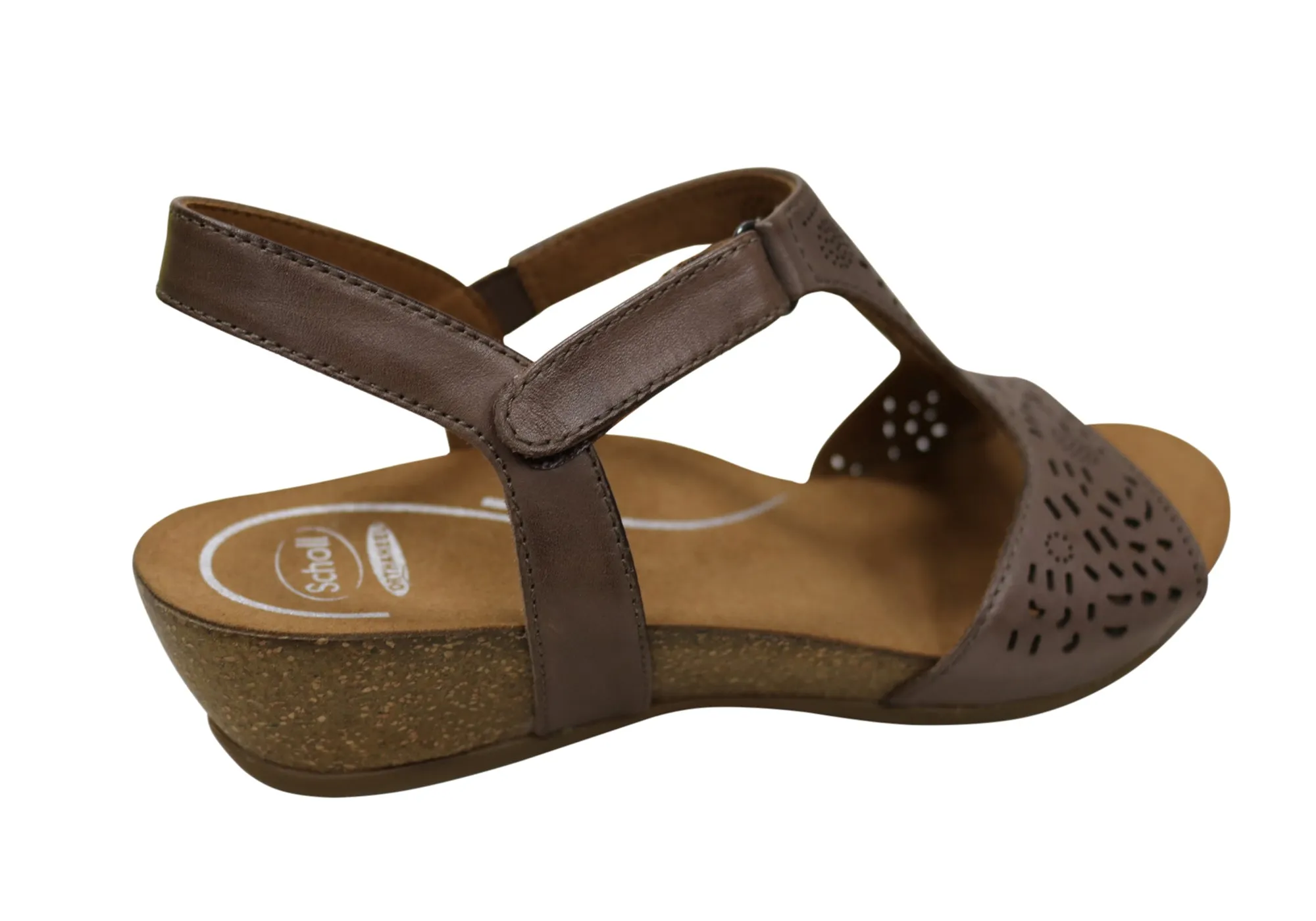 Scholl Orthaheel Julie Womens Comfort Supportive Wedge Leather Sandals Scholl Orthaheel Shoes