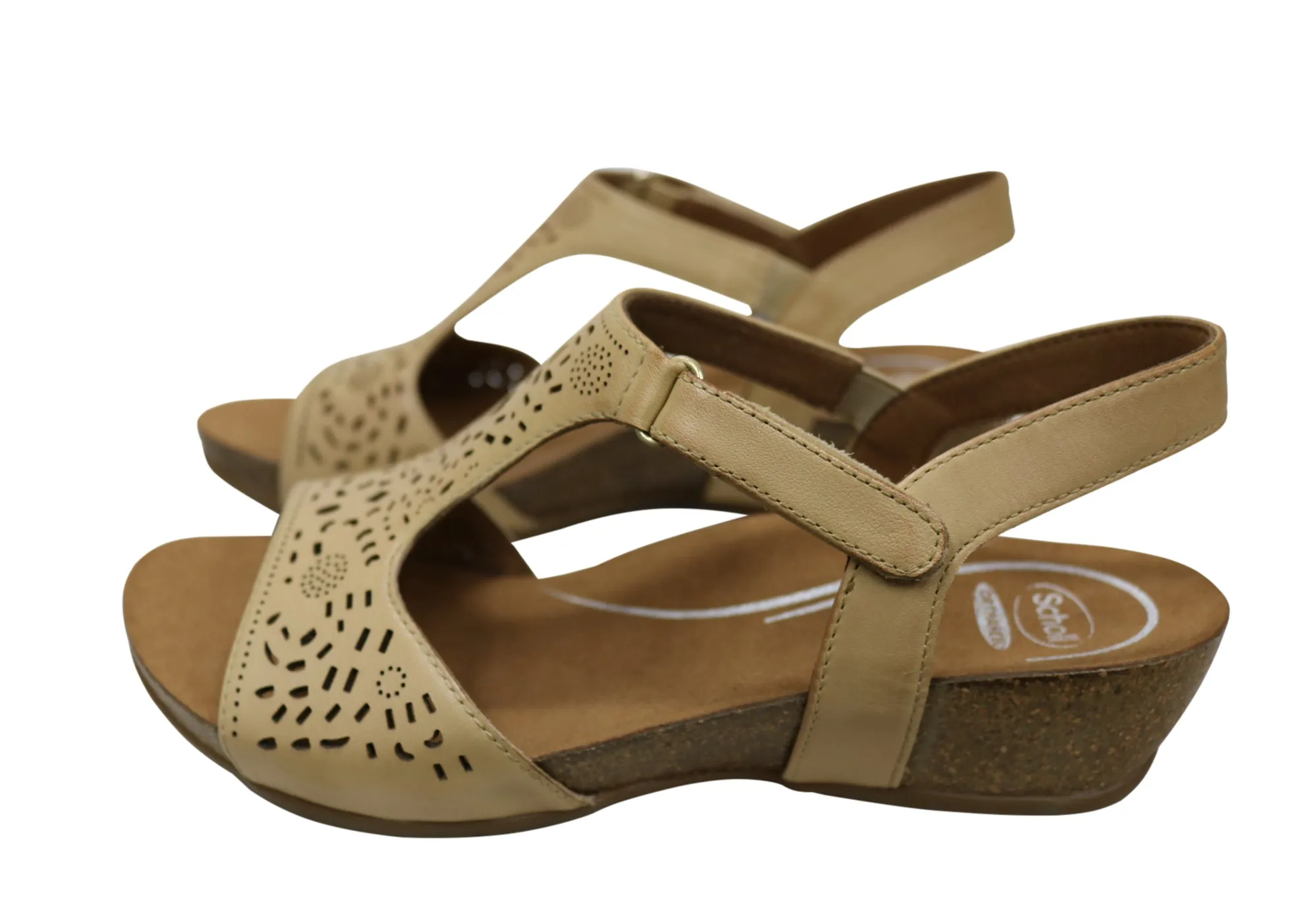 Scholl Orthaheel Julie Womens Comfort Supportive Wedge Leather Sandals Scholl Orthaheel Shoes