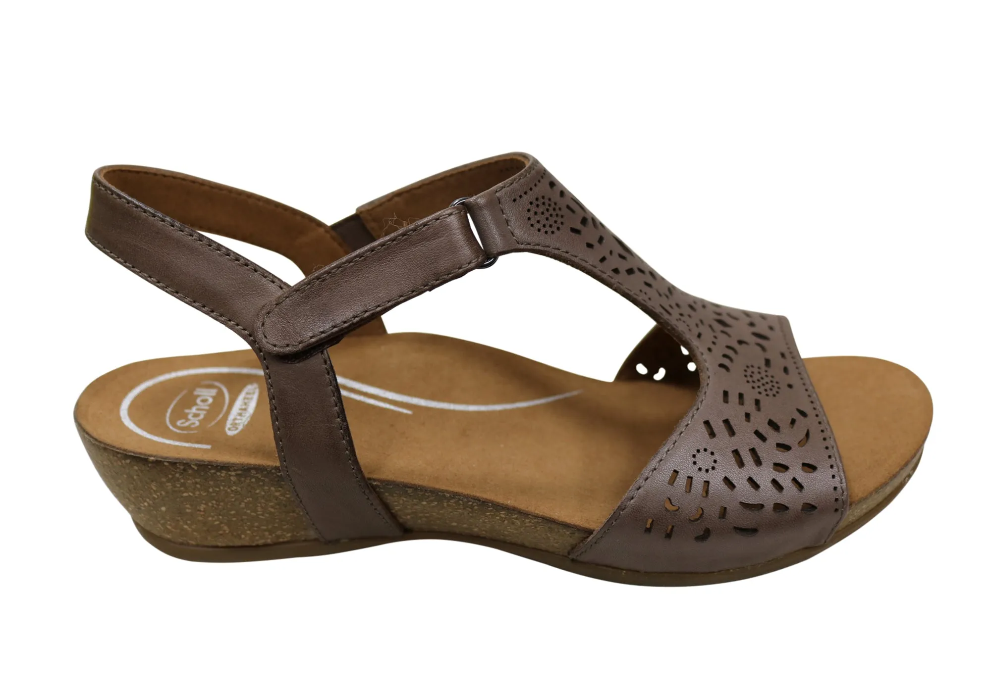 Scholl Orthaheel Julie Womens Comfort Supportive Wedge Leather Sandals Scholl Orthaheel Shoes