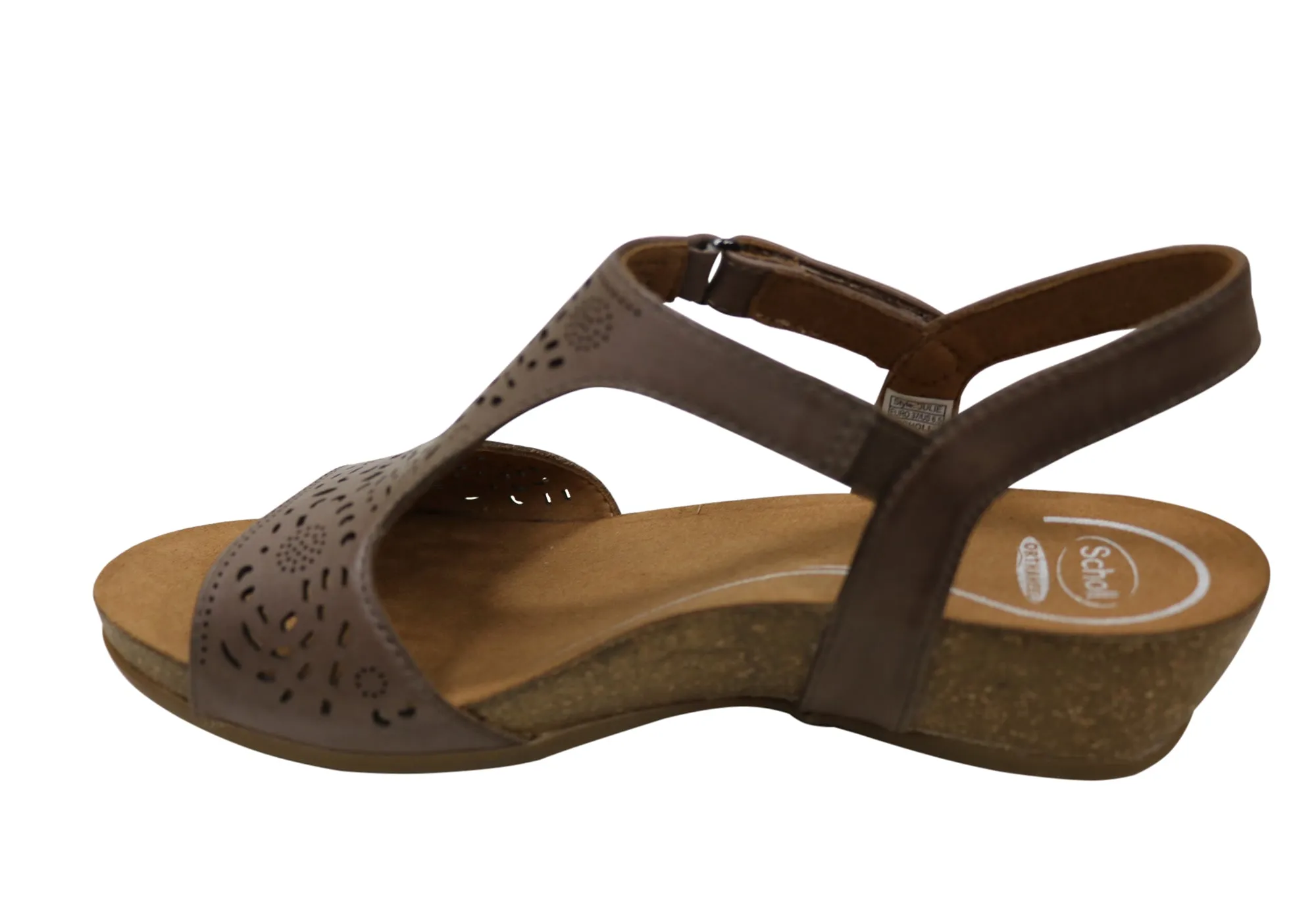 Scholl Orthaheel Julie Womens Comfort Supportive Wedge Leather Sandals Scholl Orthaheel Shoes