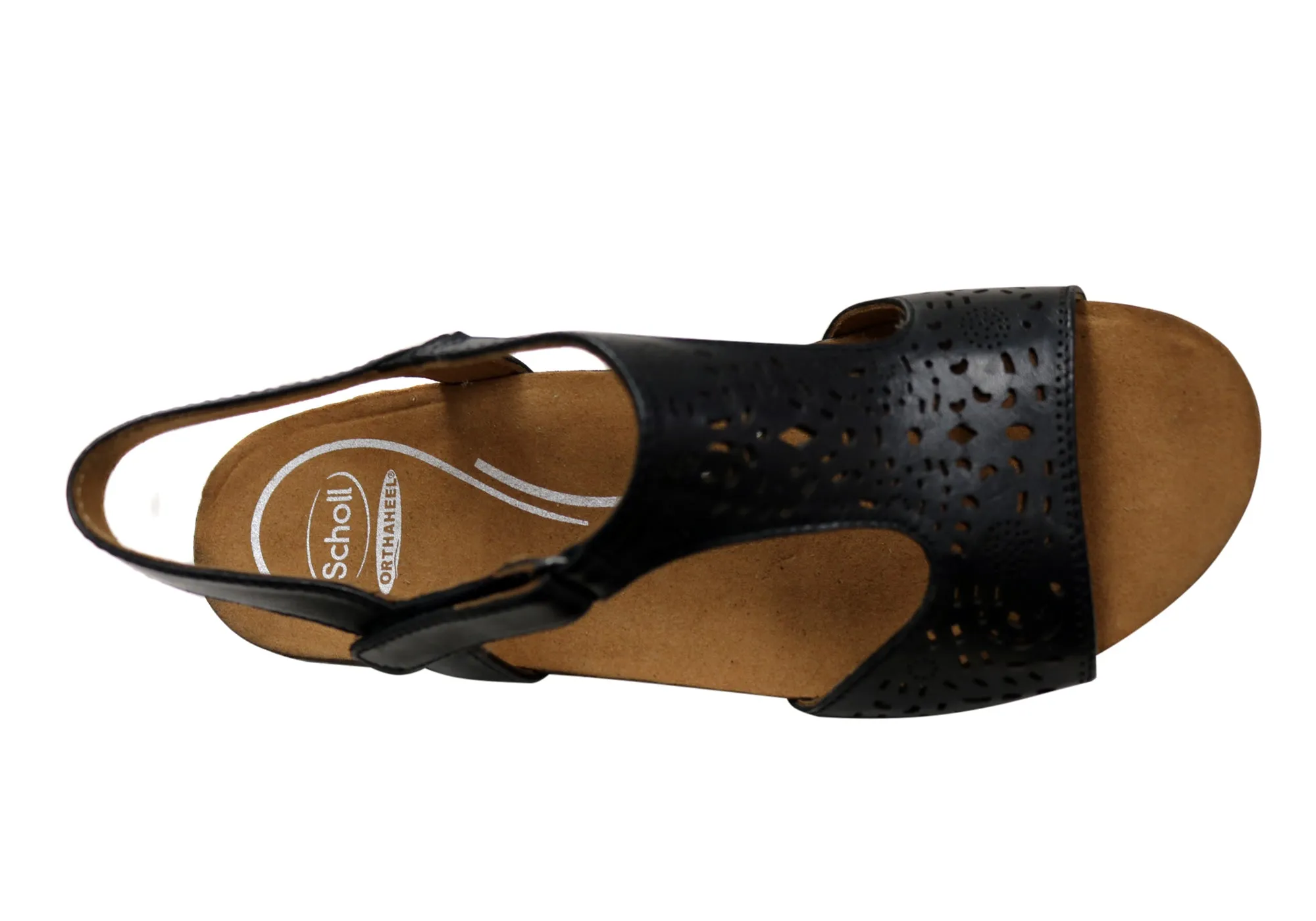 Scholl Orthaheel Julie Womens Comfort Supportive Wedge Leather Sandals Scholl Orthaheel Shoes
