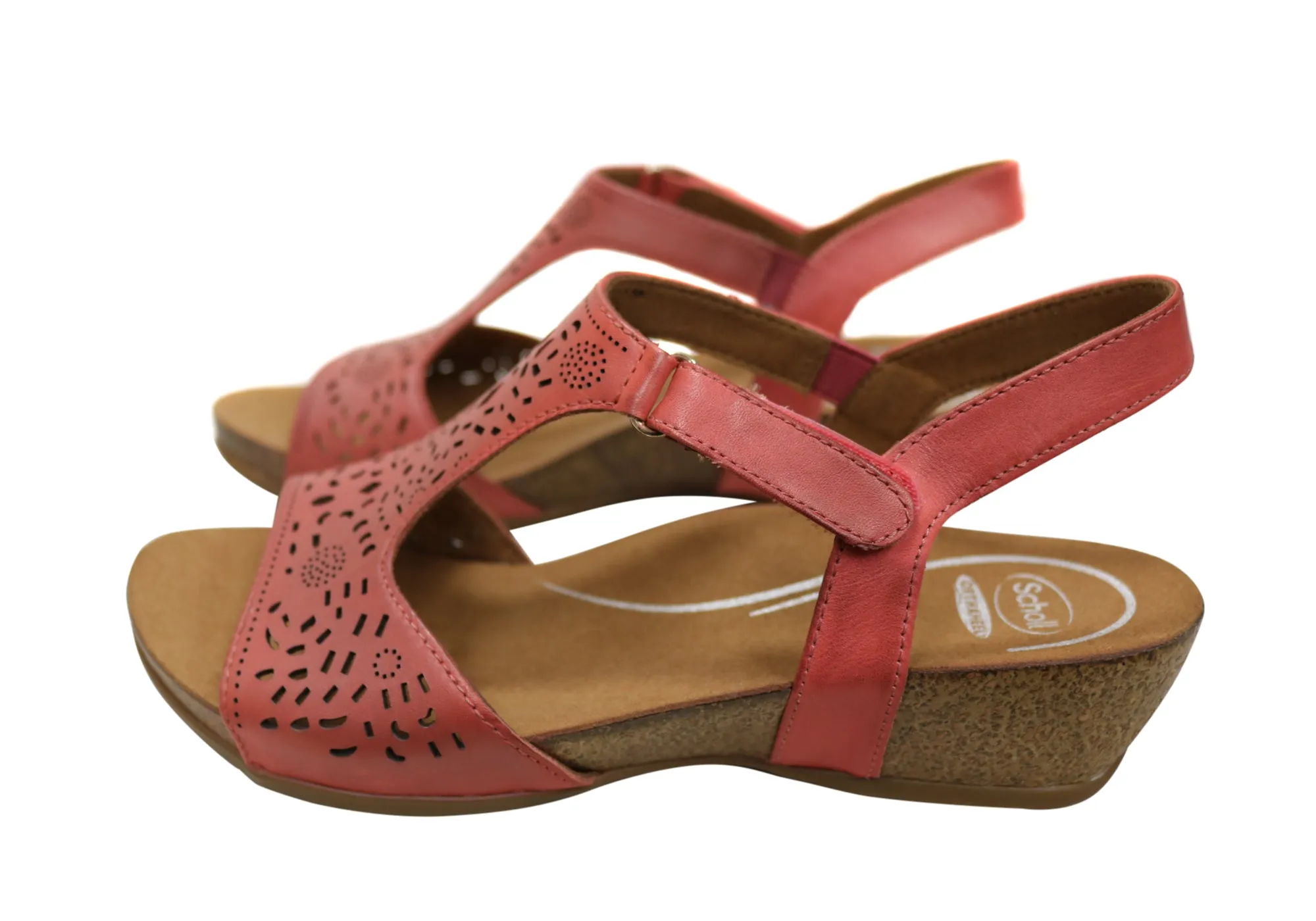Scholl Orthaheel Julie Womens Comfort Supportive Wedge Leather Sandals Scholl Orthaheel Shoes