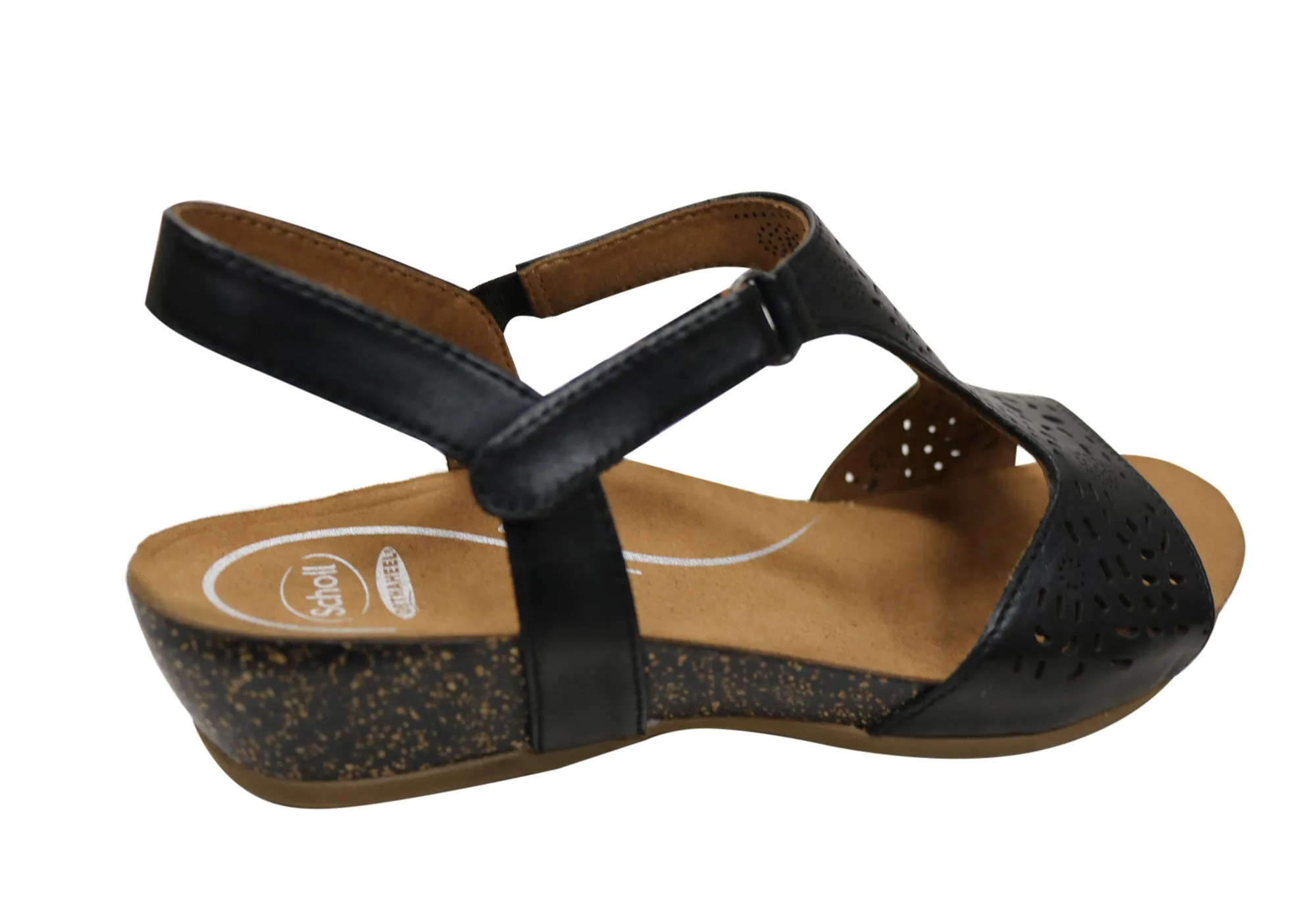 Scholl Orthaheel Julie Womens Comfort Supportive Wedge Leather Sandals Scholl Orthaheel Shoes