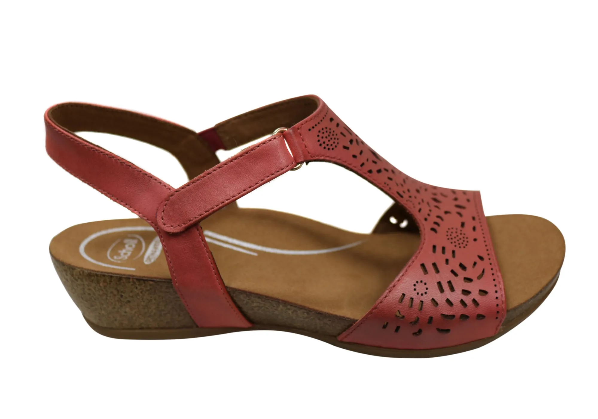 Scholl Orthaheel Julie Womens Comfort Supportive Wedge Leather Sandals Scholl Orthaheel Shoes
