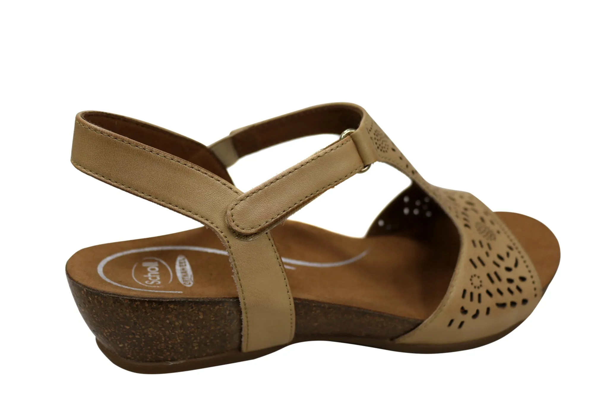 Scholl Orthaheel Julie Womens Comfort Supportive Wedge Leather Sandals Scholl Orthaheel Shoes
