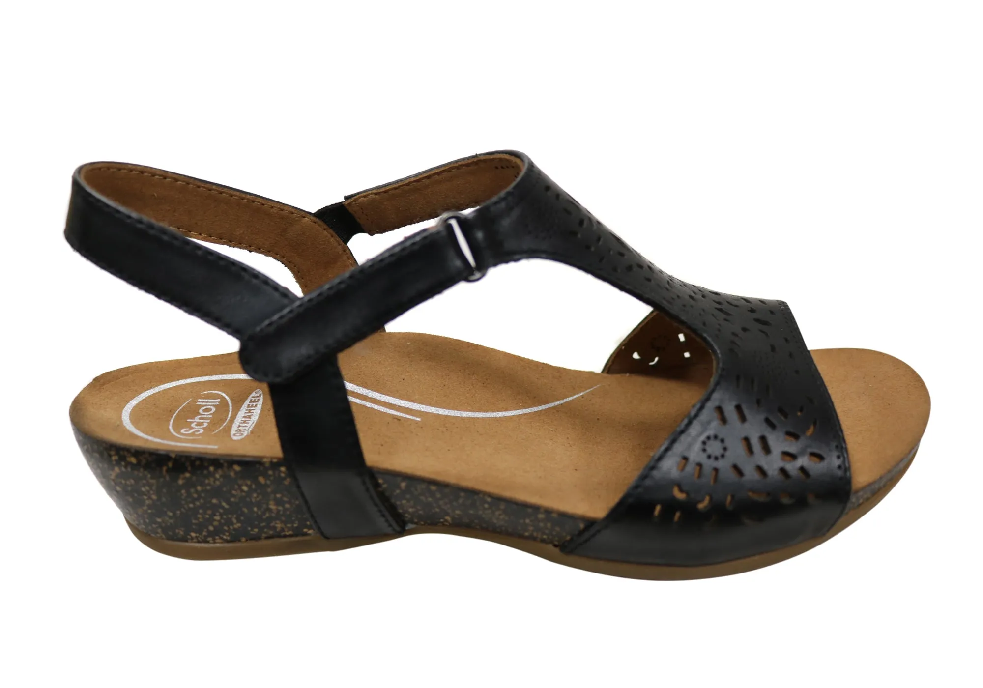 Scholl Orthaheel Julie Womens Comfort Supportive Wedge Leather Sandals Scholl Orthaheel Shoes