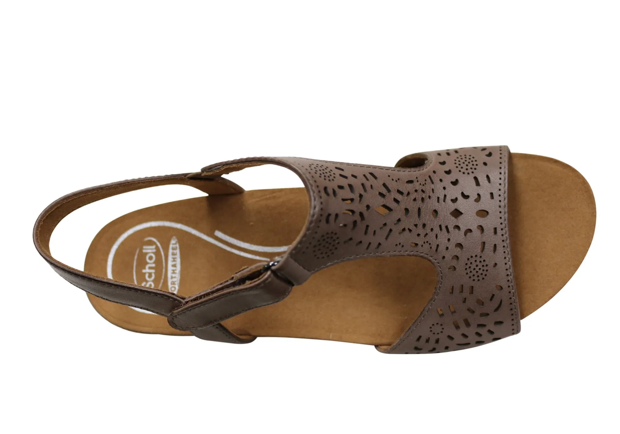 Scholl Orthaheel Julie Womens Comfort Supportive Wedge Leather Sandals Scholl Orthaheel Shoes
