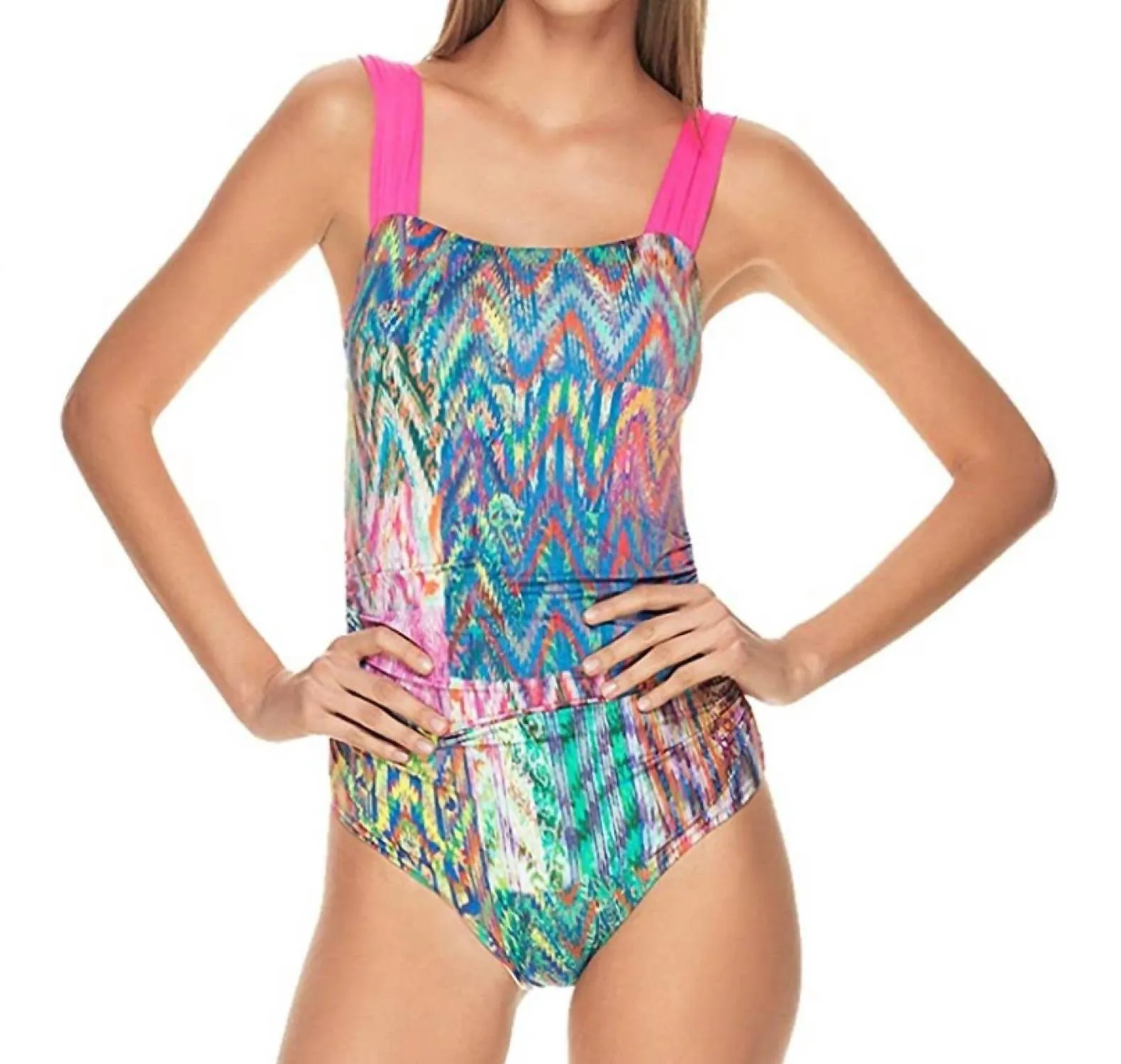 Shirred One Piece Swimsuit In Navajo