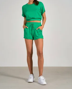 Short Sleeve Crop Top In Green