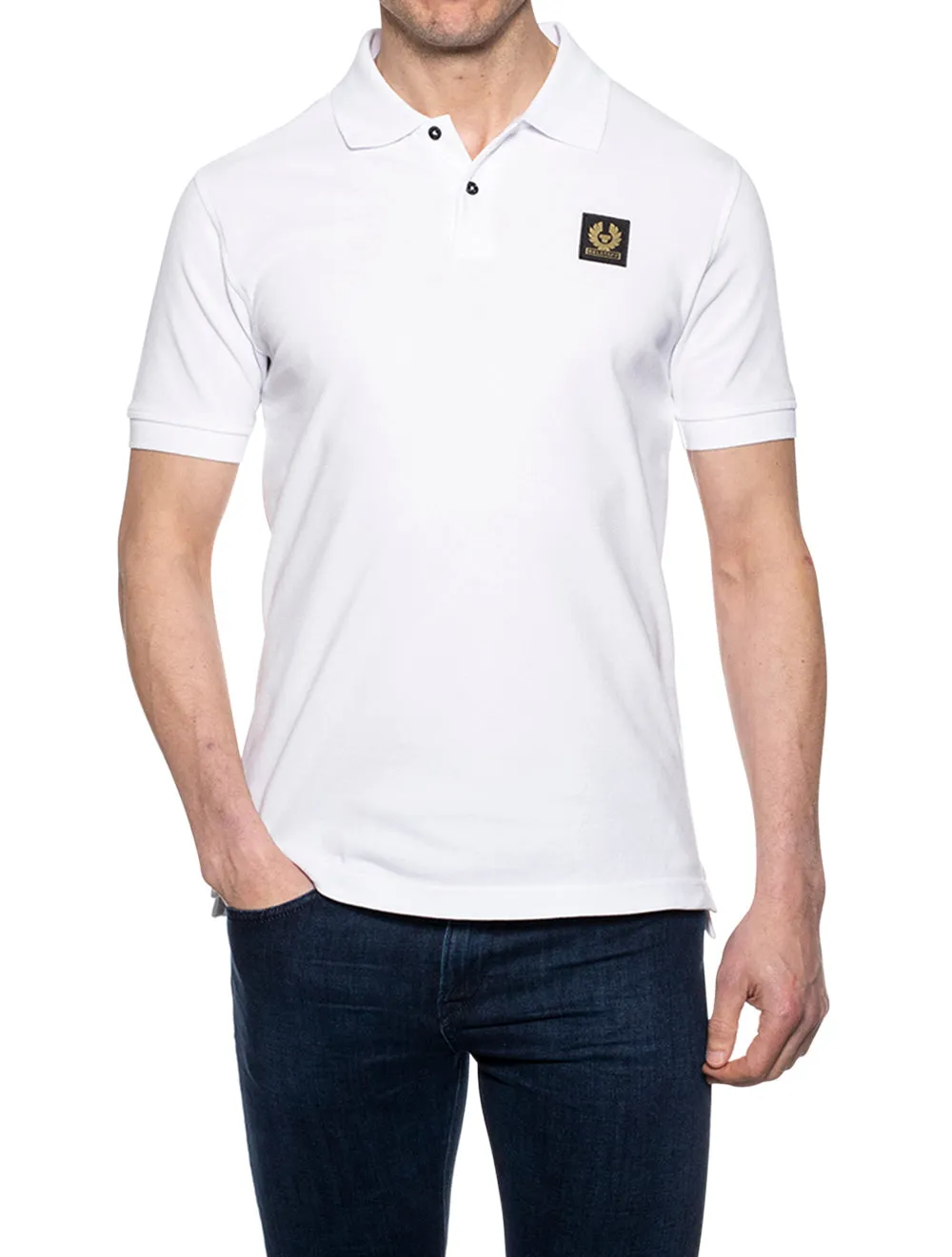 Short Sleeve Polo With Patch White