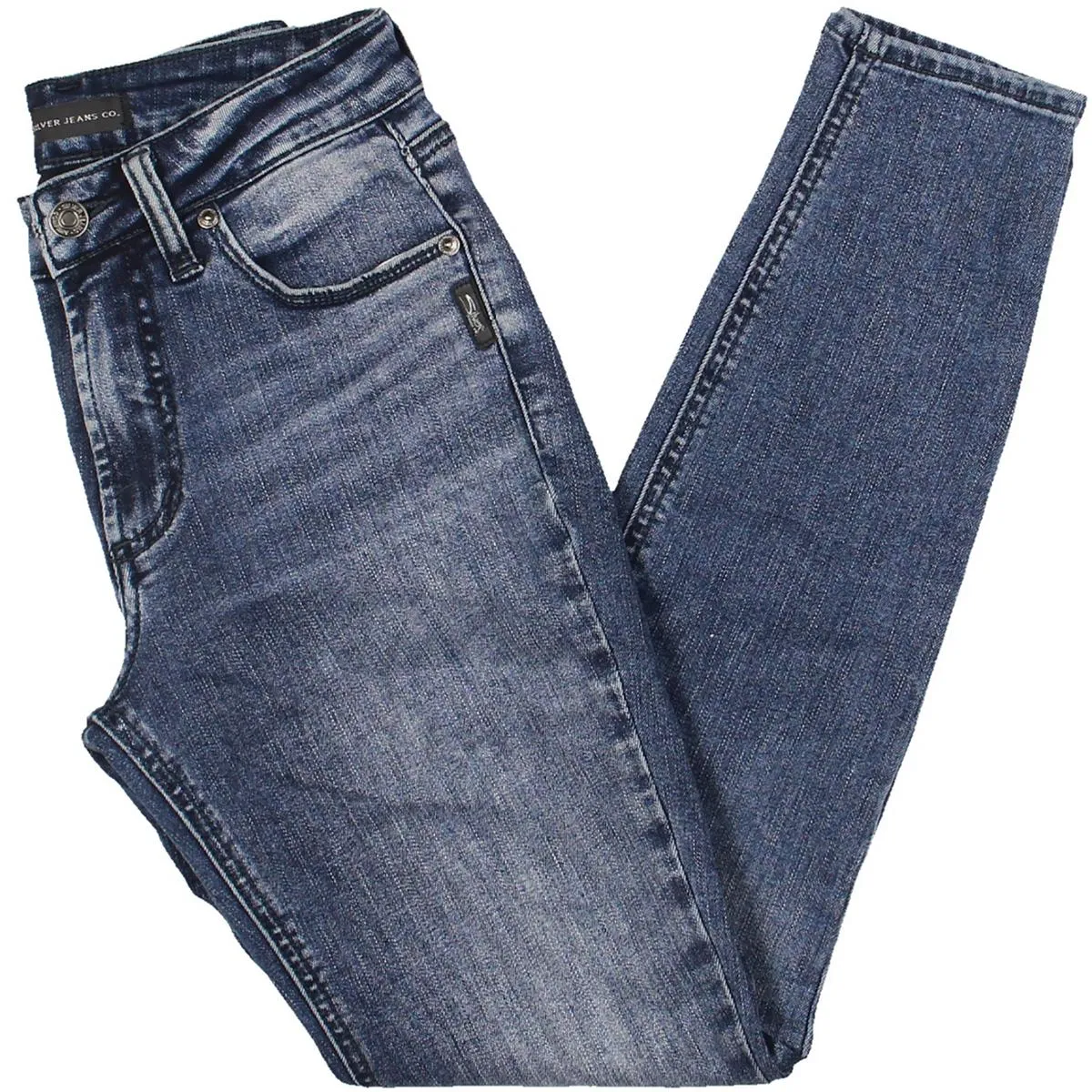 Silver Jeans Co. Womens Button Mid Rise Skinny Jeans